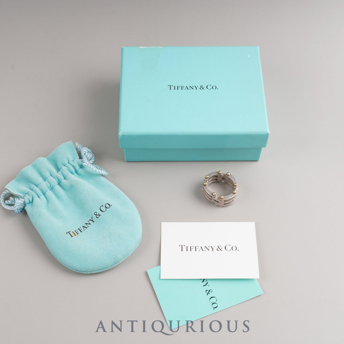 Tiffany Gate Ring, SV925/750, approximately size 12, box, card, dust bag