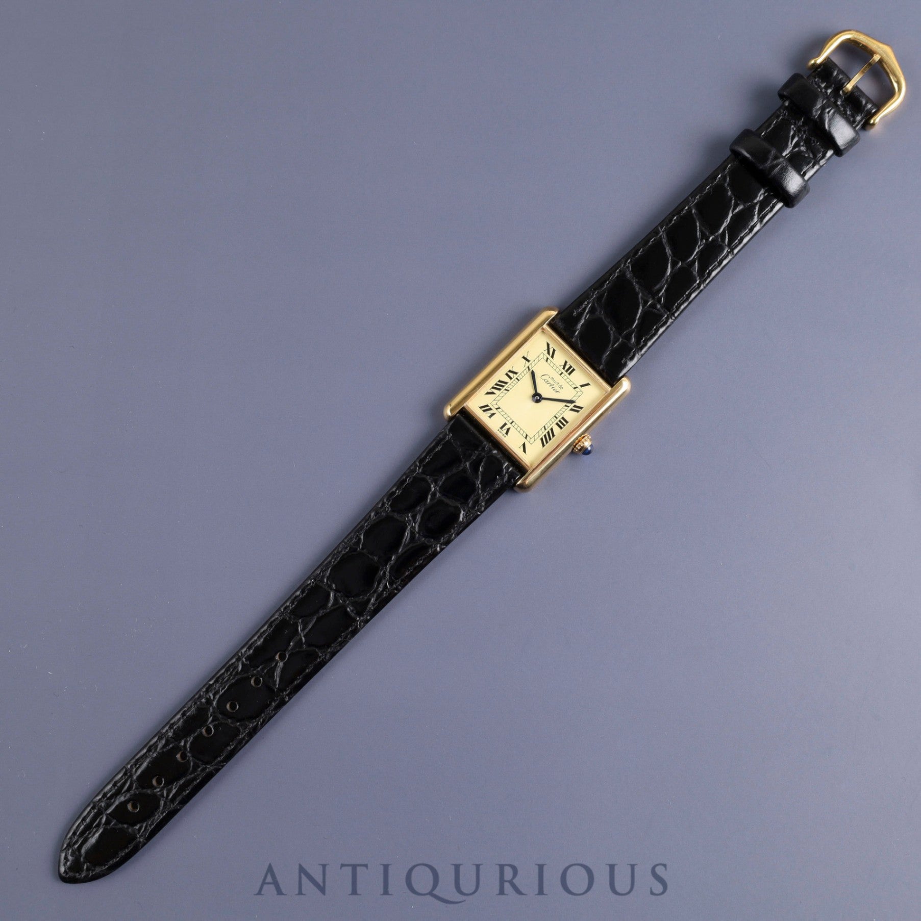 Cartier Must Tank LM 590005 Quartz Cal.90 SV925 Leather Genuine Buckle (GP) Ivory Roman Dial Overhauled and Finished to Like New