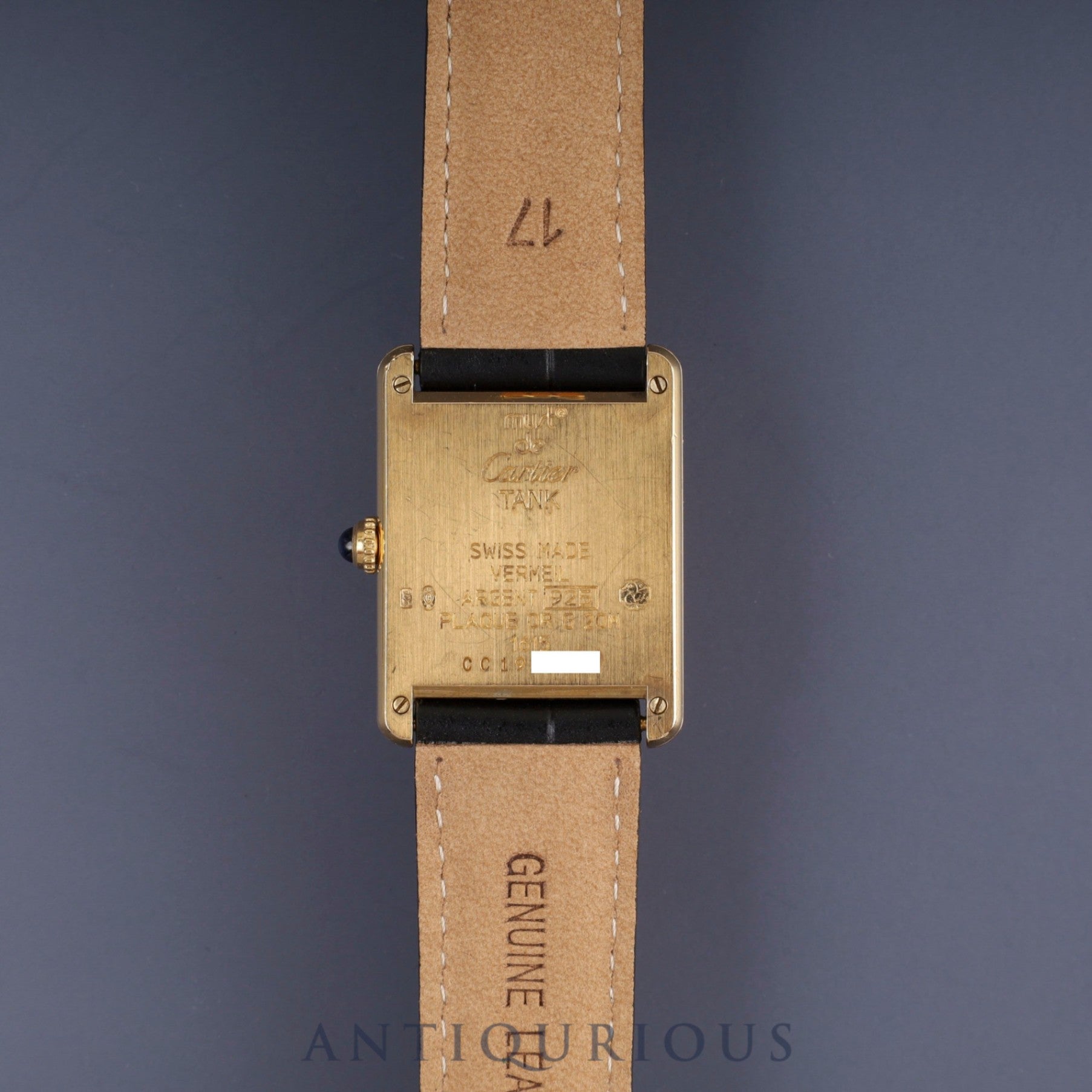 Cartier Must Tank LM W1002754 / 1615 Quartz Cal.90 SV925 Leather Genuine D-buckle (GP) Ivory Roman dial 1996-1998 Overhauled