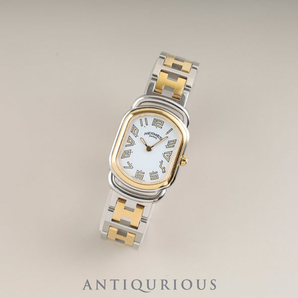 エルメス  ラリー RA1.220 クォーツ Cal.976.001 SS/GP SS/GP ホワイト文字盤 オーバーホール済み