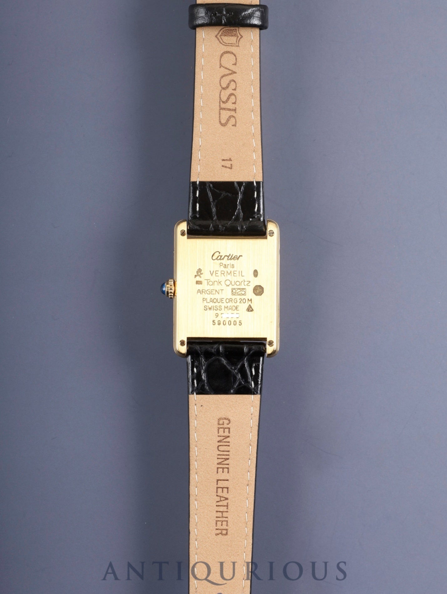 Cartier Must Tank LM 590005 Quartz Cal.90 SV925 Leather Genuine Buckle (GP) Ivory Roman Dial Overhauled and Finished to Like New