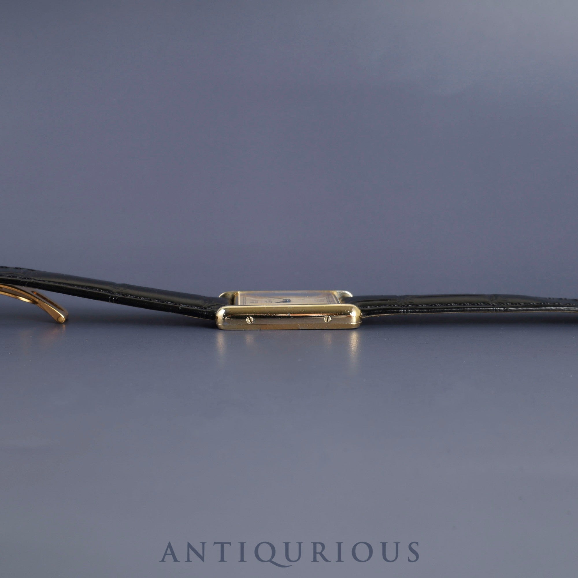 Cartier Must Tank LM 590005 Quartz Cal90 SV925 Leather Genuine D Buckle (GP) Arabic Dial Overhauled