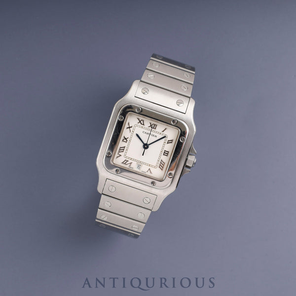 Cartier Santos Galbee LM W20025D6 / 1564 Quartz Cal.87 Stainless Steel Ivory with Silver Roman Dial Overhauled