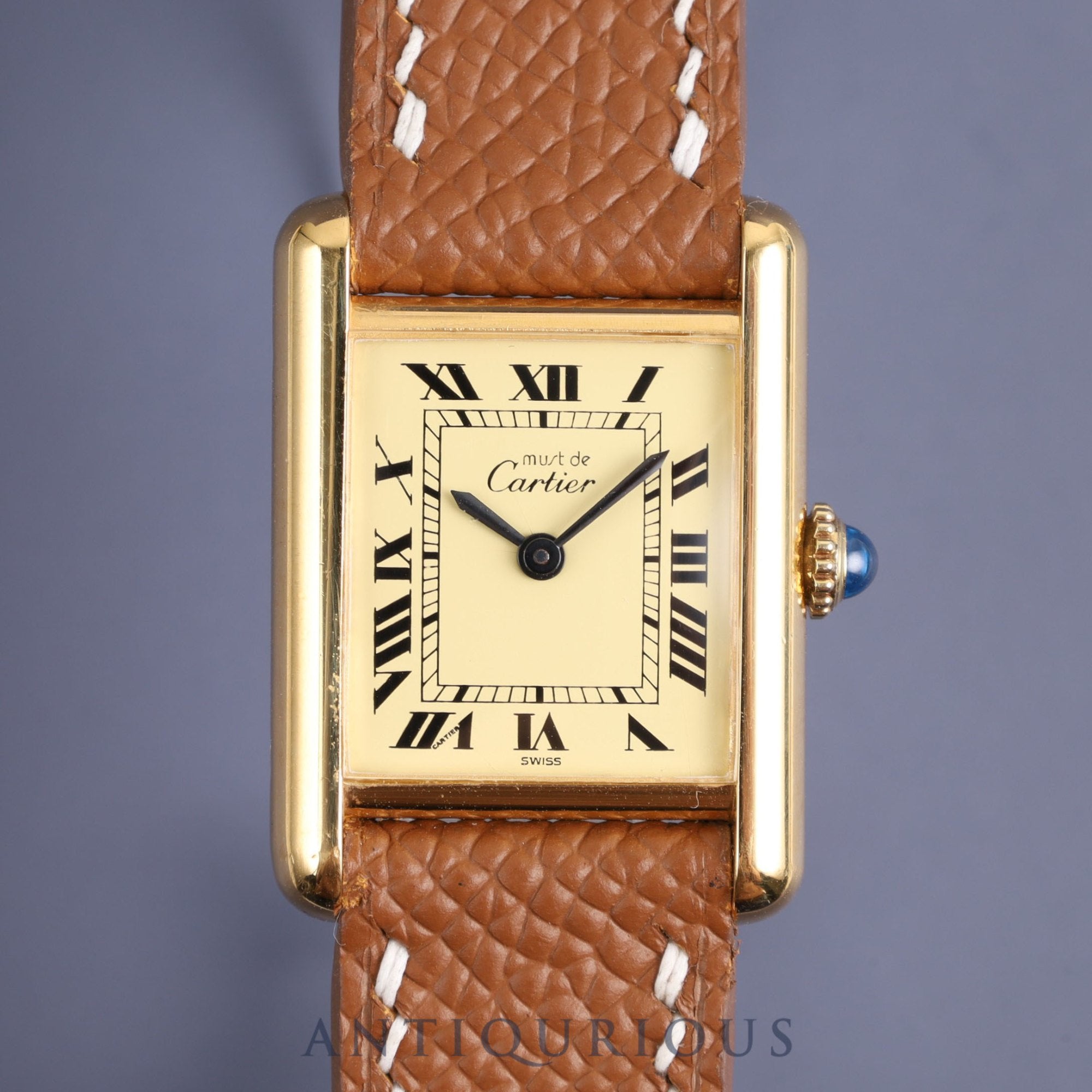 Cartier Must Tank SM 82974213 Manual winding Cal.78-1 SV925 Leather Ivory Roman dial Overhauled New finish