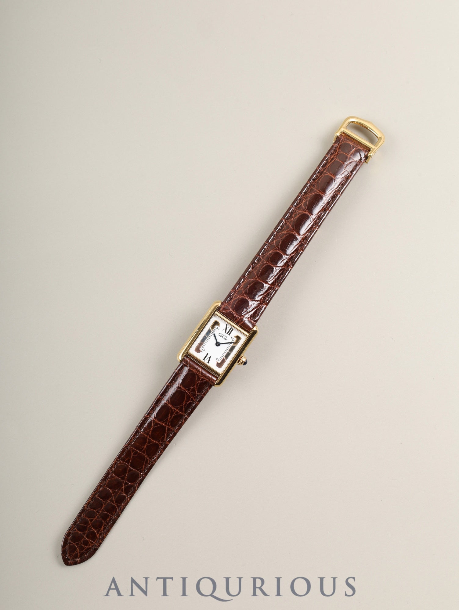 Cartier Must Tank SM 5057001 Quartz Cal.057 SV925 Leather Genuine Deployant Buckle (GP) Trinity Dial (SWISS marking) Box Genuine Leather Strap Included Overhauled