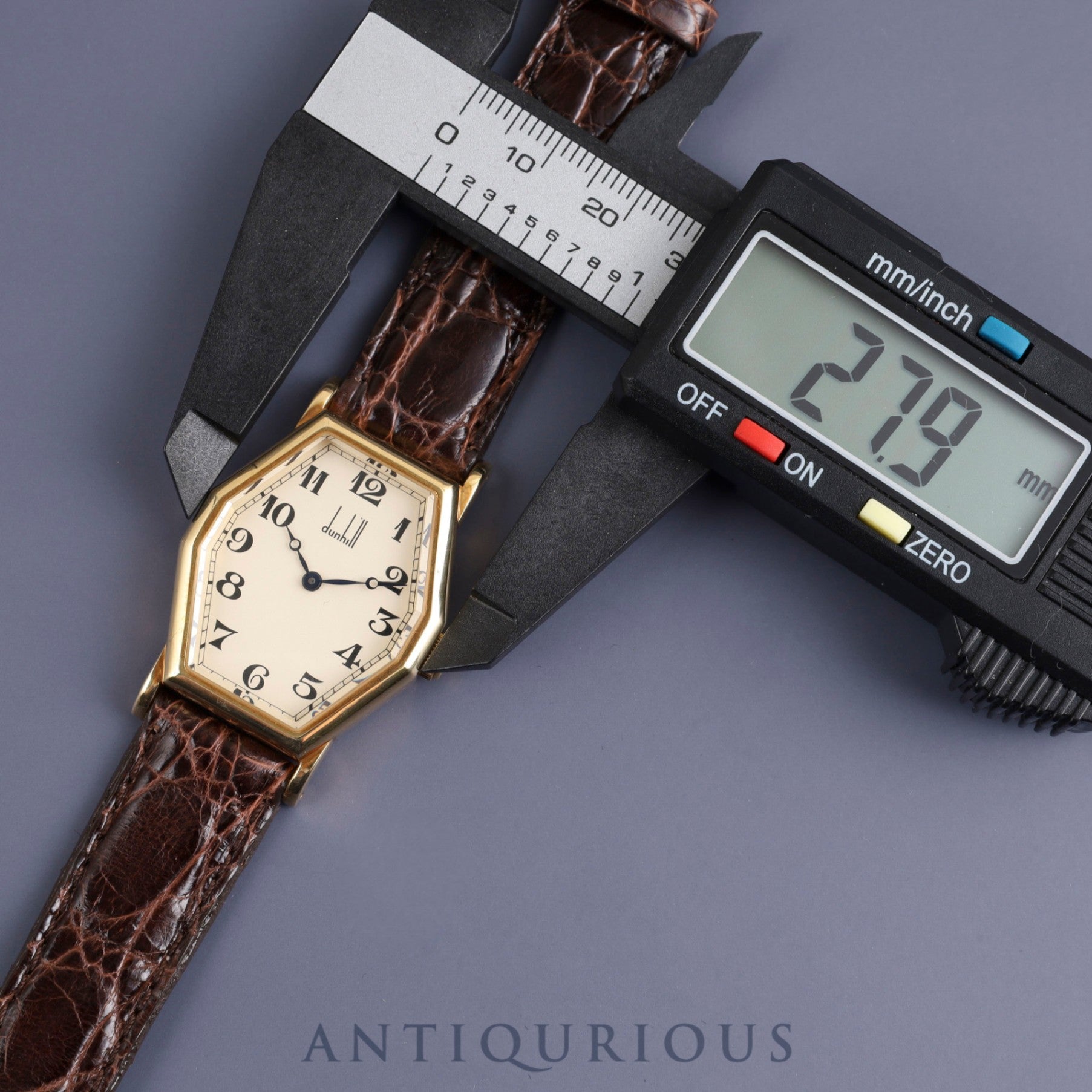 Dunhill Centenary Octagon 100th Anniversary Model Hand-wound Cal.- 750 Leather Genuine Buckle (750) Silver Dial Box Warranty (unsigned) Limited to 250 pieces Overhauled
