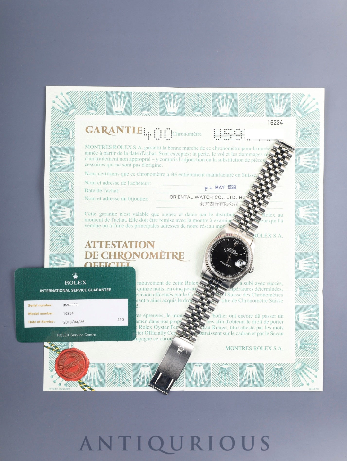 ROLEX ロレックス デイトジャスト 16234 保証書 ロレックス デイトジャスト 16234 自動巻き Cal.3135 SS/WG SS