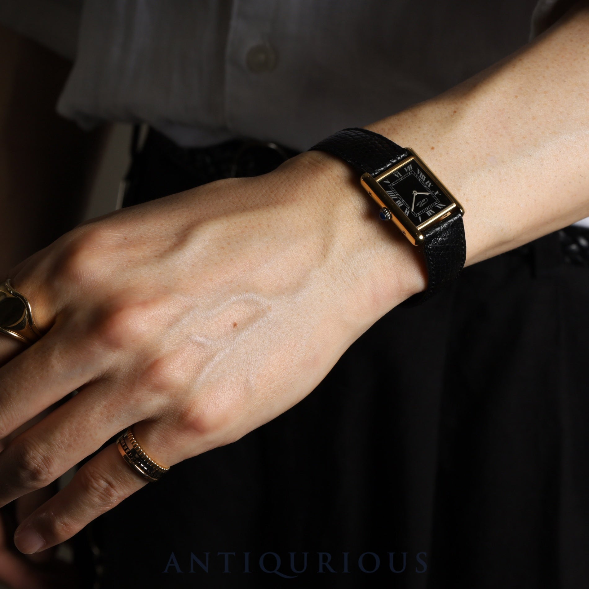 カルティエ マストタンク LM 手巻き Cal.78-1 SV925 純正革ベルト 純正尾錠 ブラックローマン文字盤 保証書(1978年)オーバーホール済み