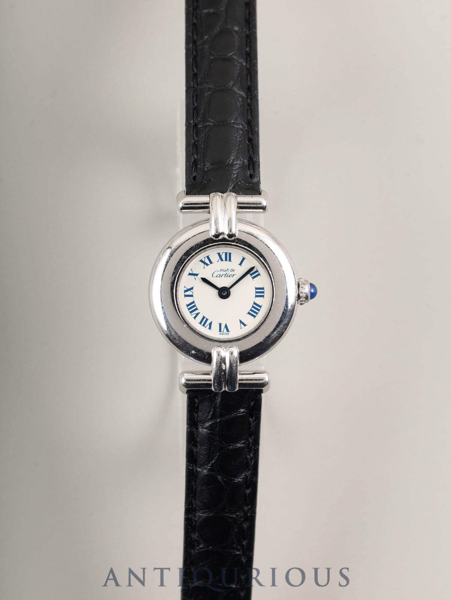 カルティエ マストコリゼ W1001665 / 1903 クォーツ Cal.90 SV925 革 純正Dバックル(SS) ホワイトローマン文字盤 オーバーホール済み リューズ新品仕上げ済み