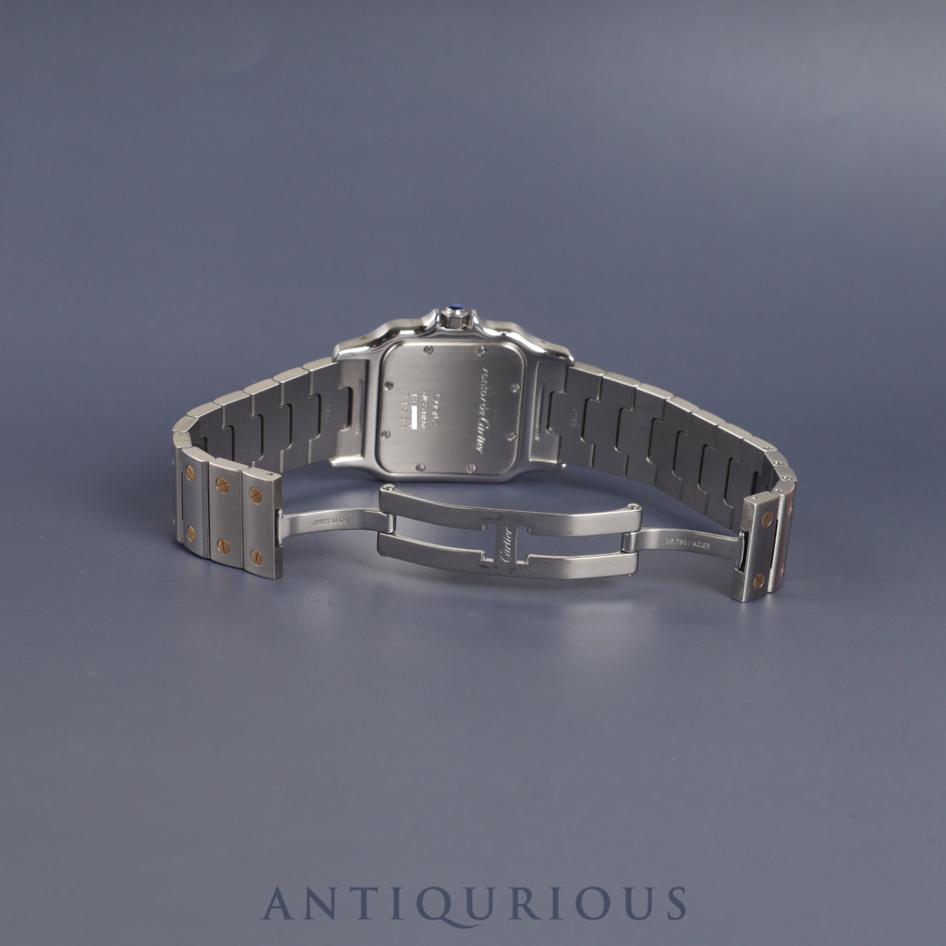 Cartier Santos Galbee LM W20030C4 / 187901 Quartz Caliber 687 Stainless Steel/Yellow Gold with Gray Roman Dial, Overhauled