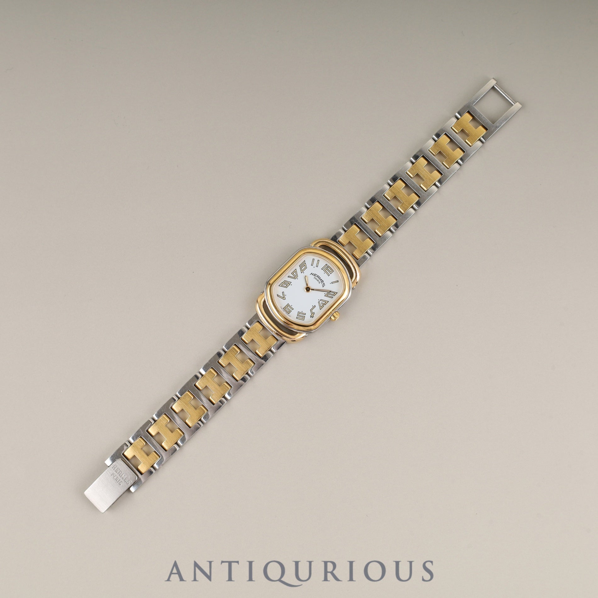 エルメス ラリー RA1.240 クォーツ Cal.976.001 SS/GP SS/GP ホワイト文字盤 オーバーホール済み