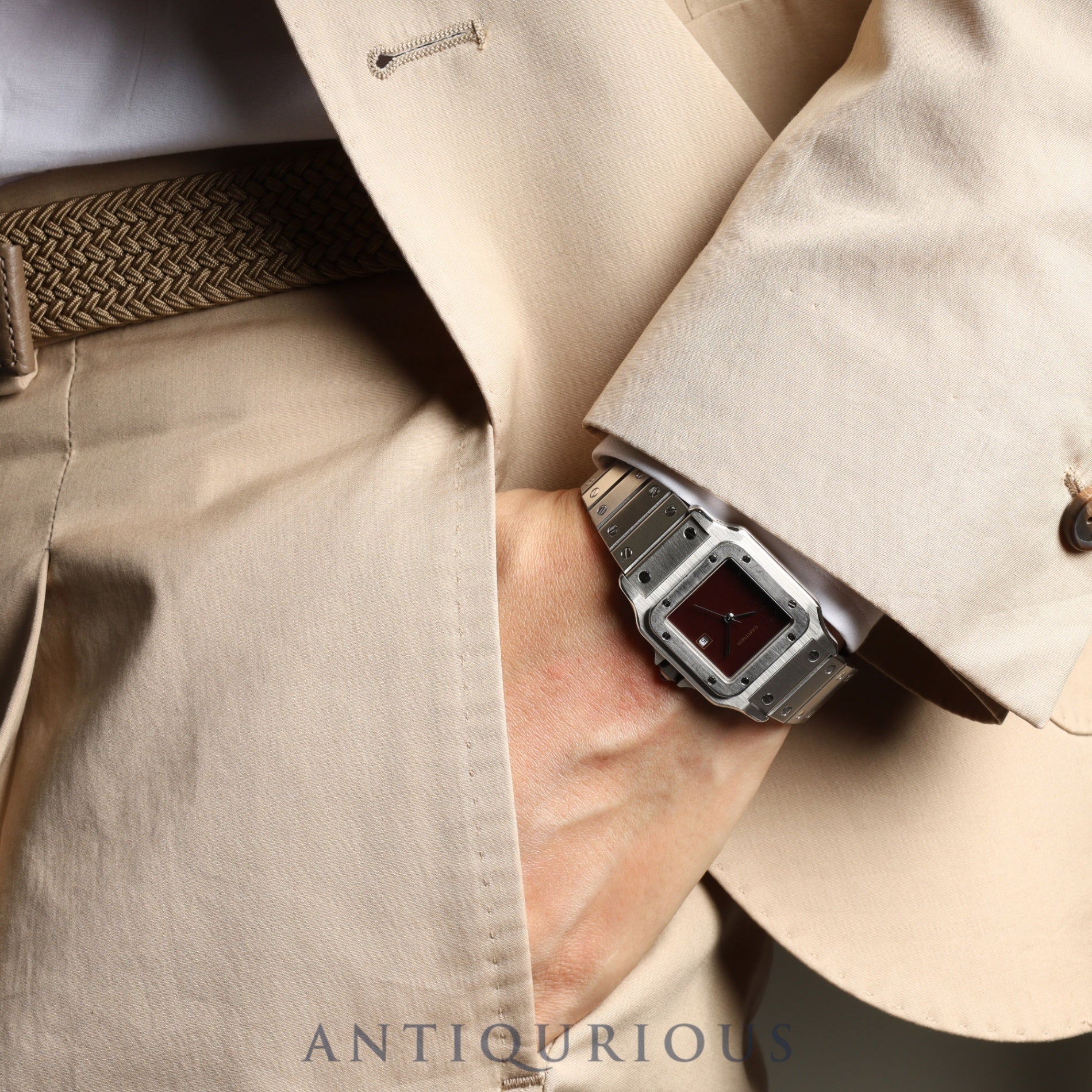 Cartier Santos Galbee LM 45168281/1553 Automatic SS SS Garnet dial Bordeaux dial Complete service (full maintenance) completed at Cartier boutique