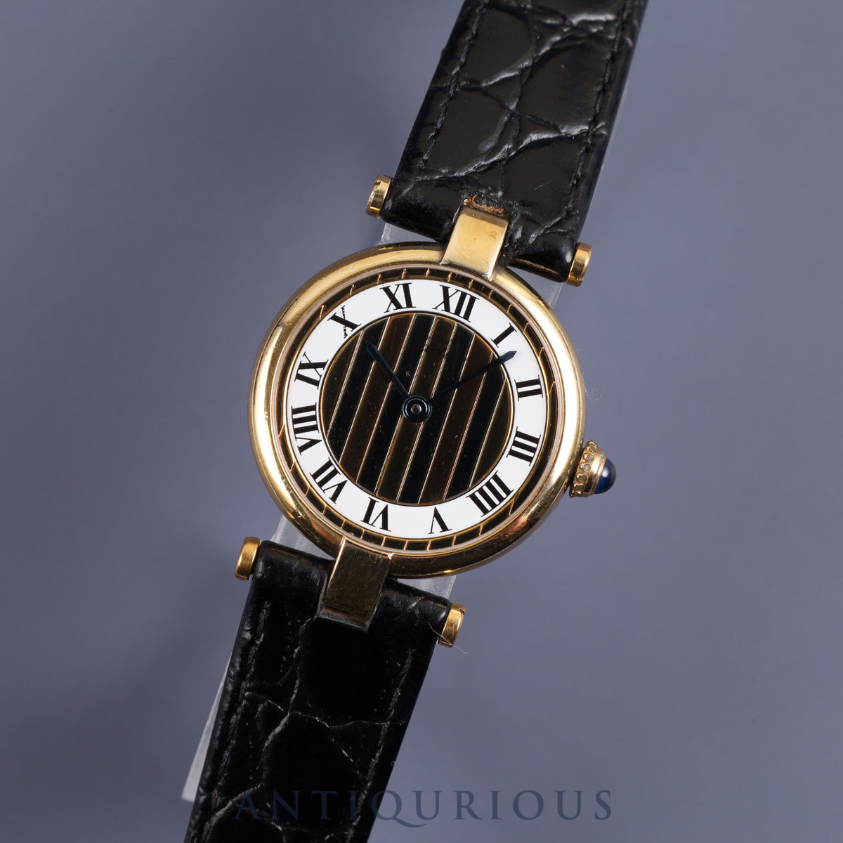 Cartier Must VLC Vendôme SM 590004 Quartz SV925 Leather Genuine Pin Buckle (GP) Front Trinity Dial