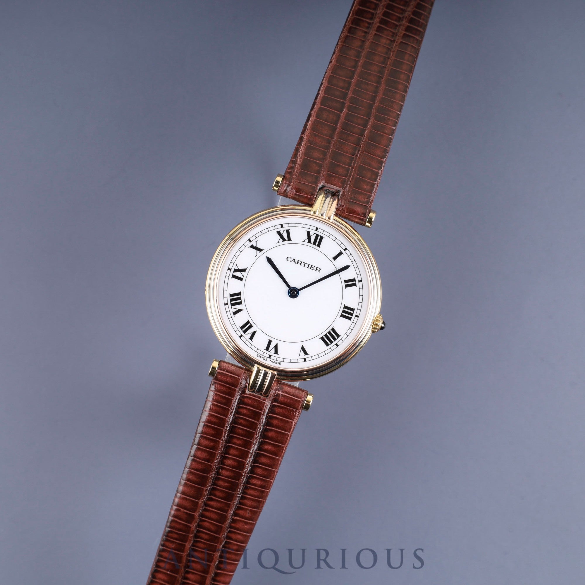 カルティエ ヴァンドーム VLC LM トリニティ 85533553 / 81003 クォーツ 750 革 純正尾錠(GP) ホワイトローマン文字盤 カルティエブティックにてコンプリートサービス(フルメンテナンス)済み