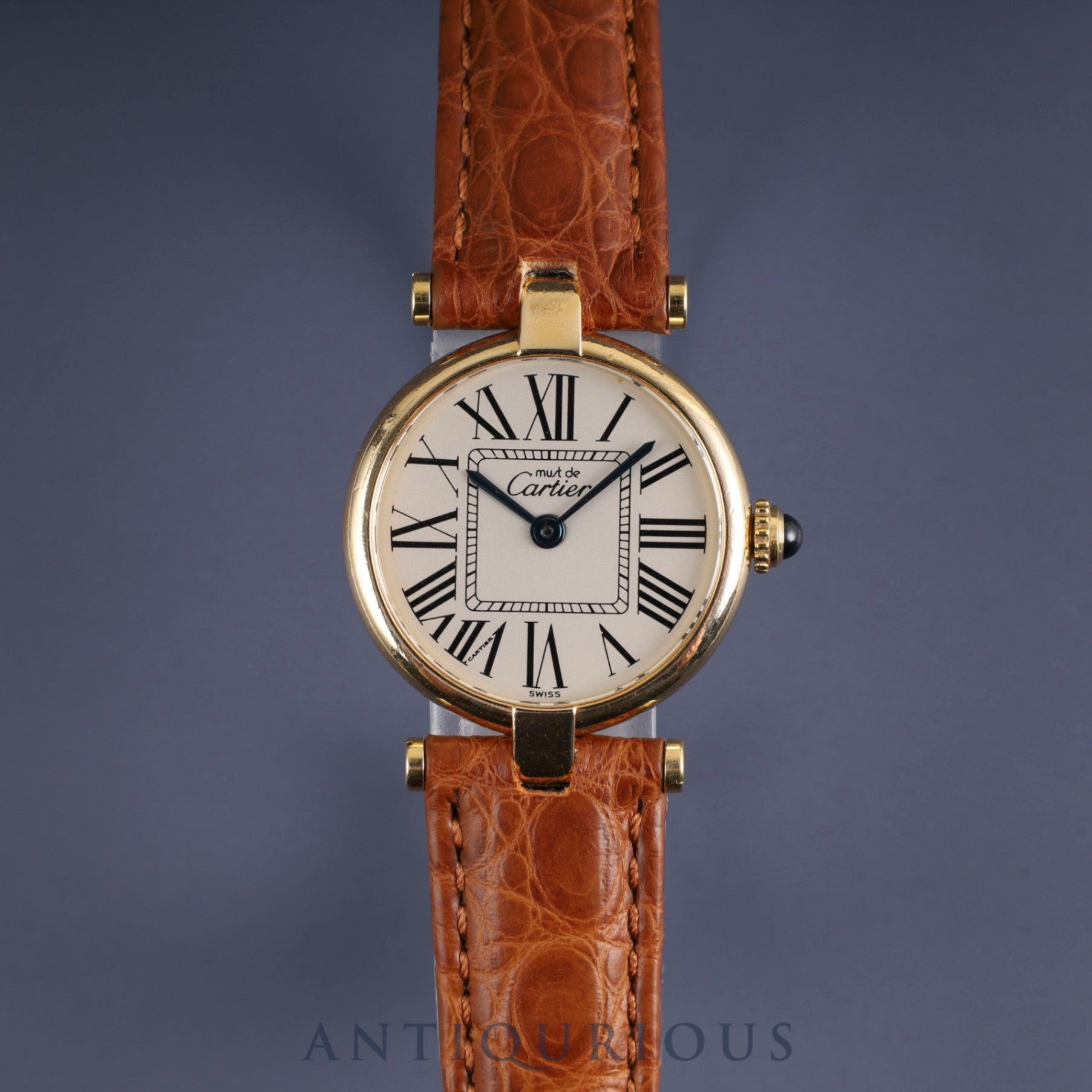 カルティエ マスト ヴァンドーム VLC SM 1851 クォーツ Cal.90 SV925 革 純正Dバックル(GP)オパラン文字盤 オーバーホール済み