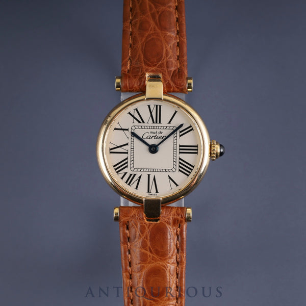 Cartier Must Vendome VLC SM 1851 Quartz Cal.90 SV925 Leather Genuine D-buckle (GP) Opalan dial Overhauled