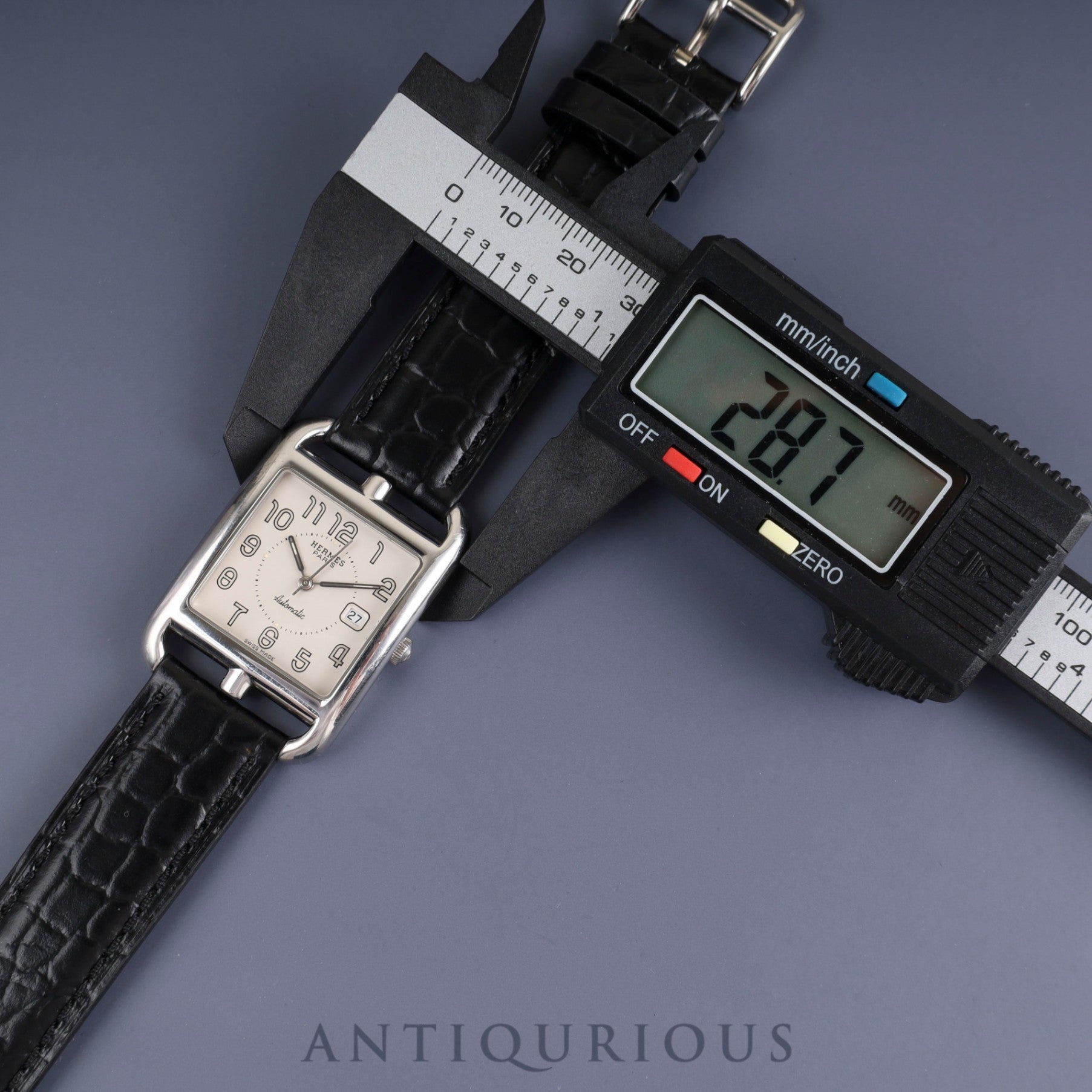 Hermes Cape Cod CC1.710 Automatic SS Leather Genuine Buckle (SS) Silver Arabic Dial Overhauled