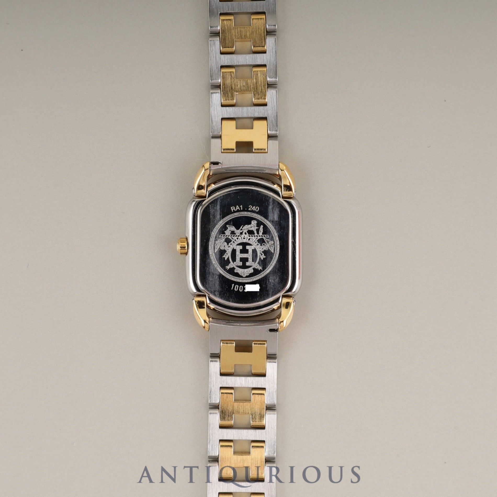 エルメス ラリー RA1.240 クォーツ Cal.976.001 SS/GP SS/GP ホワイト文字盤 オーバーホール済み