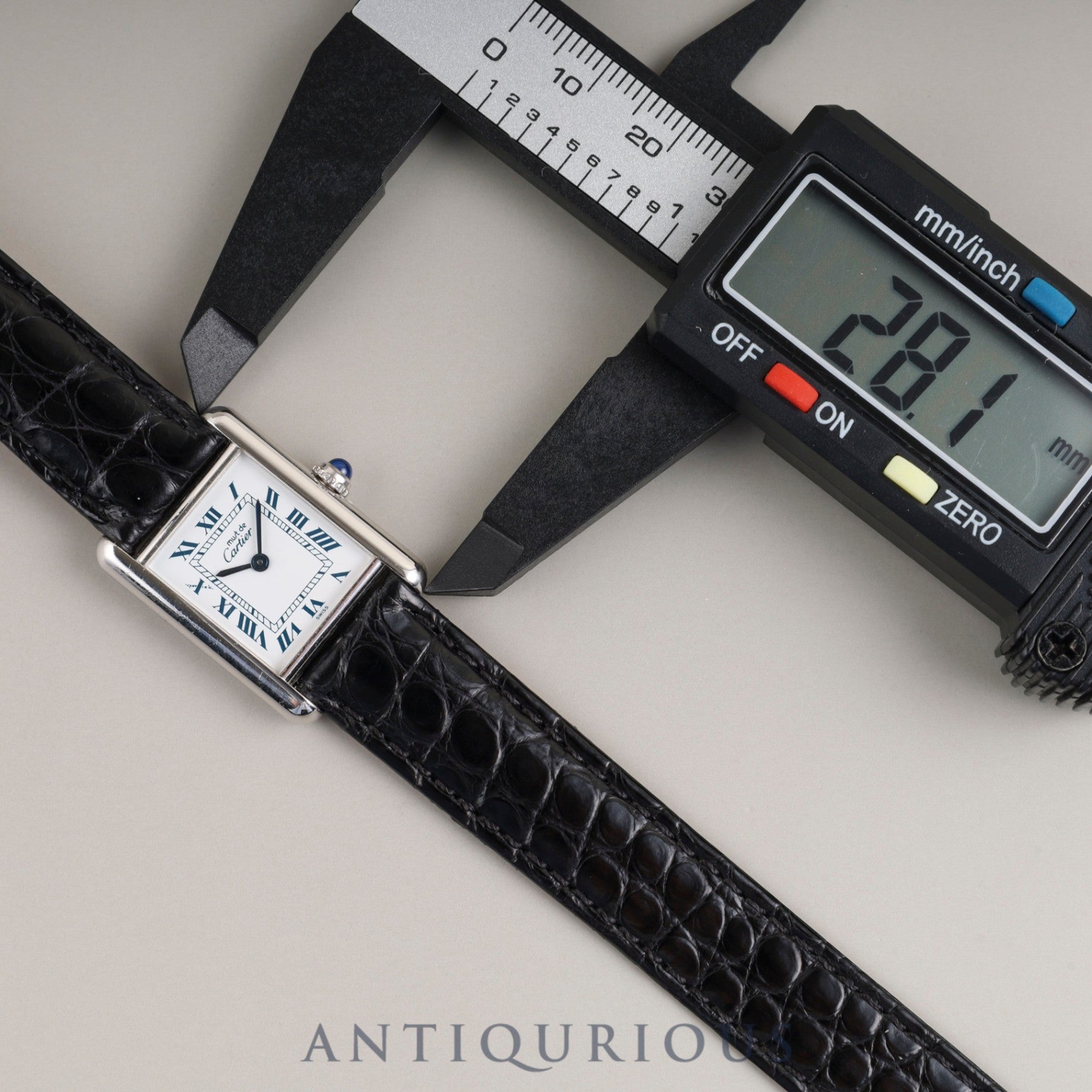 Cartier Must Tank SM W1001565 / 1614 Quartz Caliber 057 SV925 Leather Strap with Genuine D-Buckle (Stainless Steel) White Roman Dial Overhauled