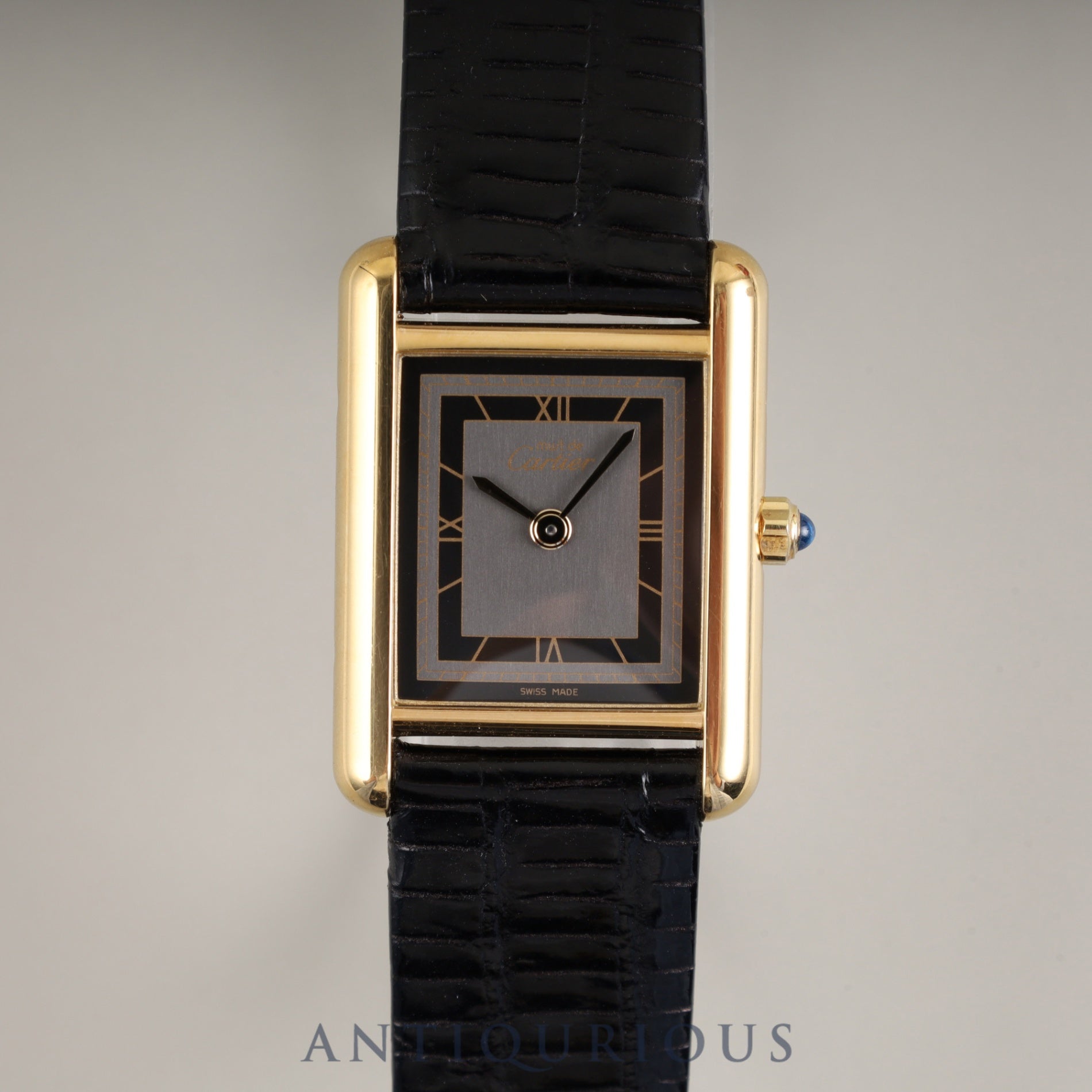 カルティエ マストタンク SM 3 66001 クォーツ SV925 革 純正尾錠(GP) グレー飛びローマン文字盤 箱 冊子 保証書(1983年) タグ カルティエブティックにてコンプリートサービス(フルメンテナンス)済み