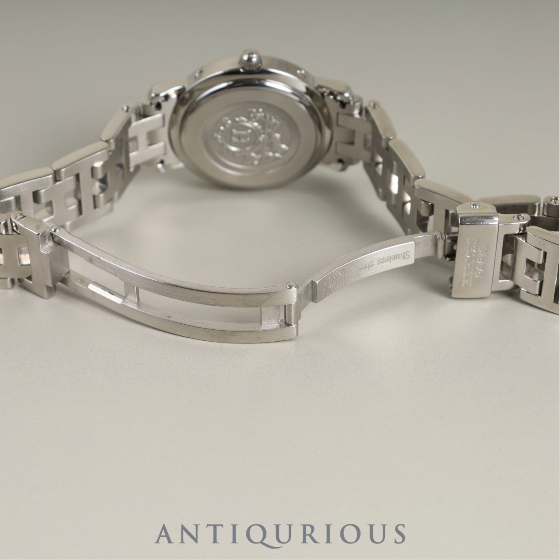 エルメス クリッパー ナクレ CL4.230 クォーツ SS 12Pダイヤ ホワイトシェルギョーシェ文字盤 オーバーホール済み