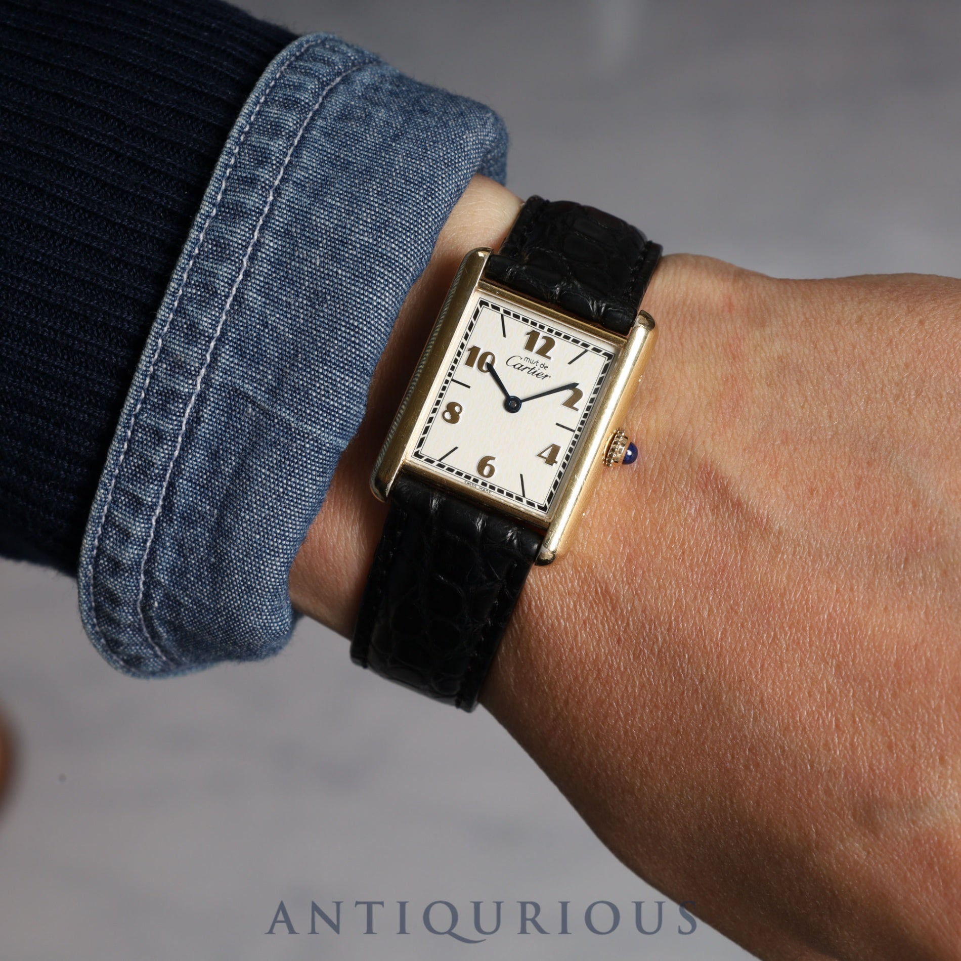 Cartier Must Tank LM QZ590005 SV925 Leather Genuine D-buckle Arabic dial Box Cartier boutique complete service