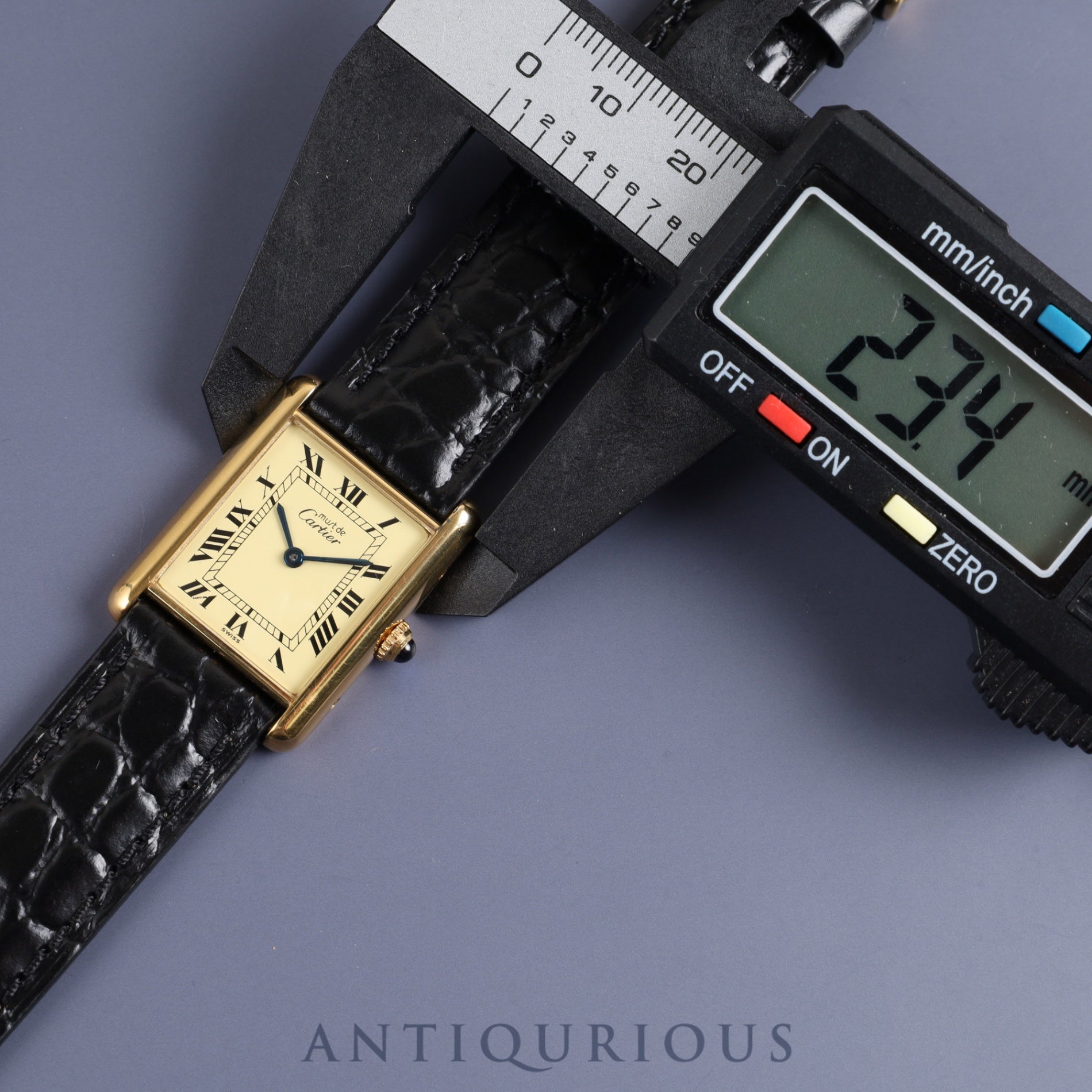 Cartier Must Tank LM 590005 Quartz Cal.90 SV925 Leather Genuine Buckle (GP) Ivory Roman Dial Overhauled