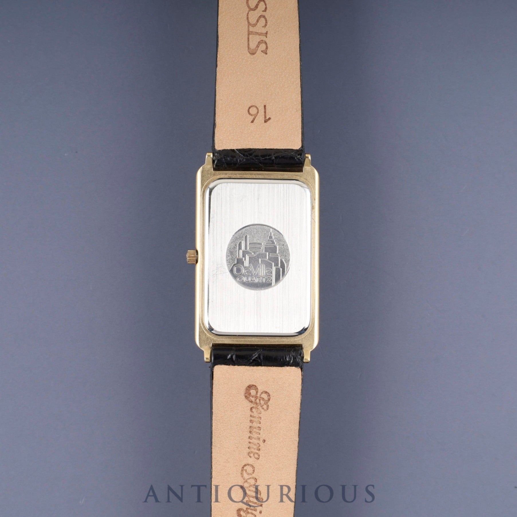 オメガ デ・ヴィル 195.0051 クォーツ Cal.1455 GP 革 社外尾錠(GP)ゴールドストライプ文字盤 オーバーホール済み