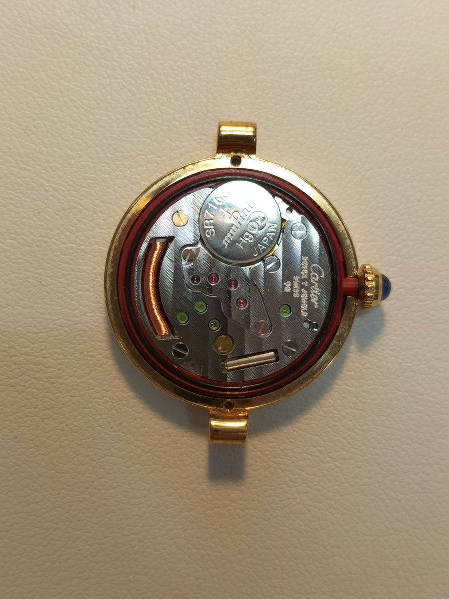 Cartier Must Vendôme VLC SM W1006554/590004 Quartz Caliber 90 SV925 Leather Strap with Genuine GP Buckle, Side Trinity Dial, Box, Overhauled