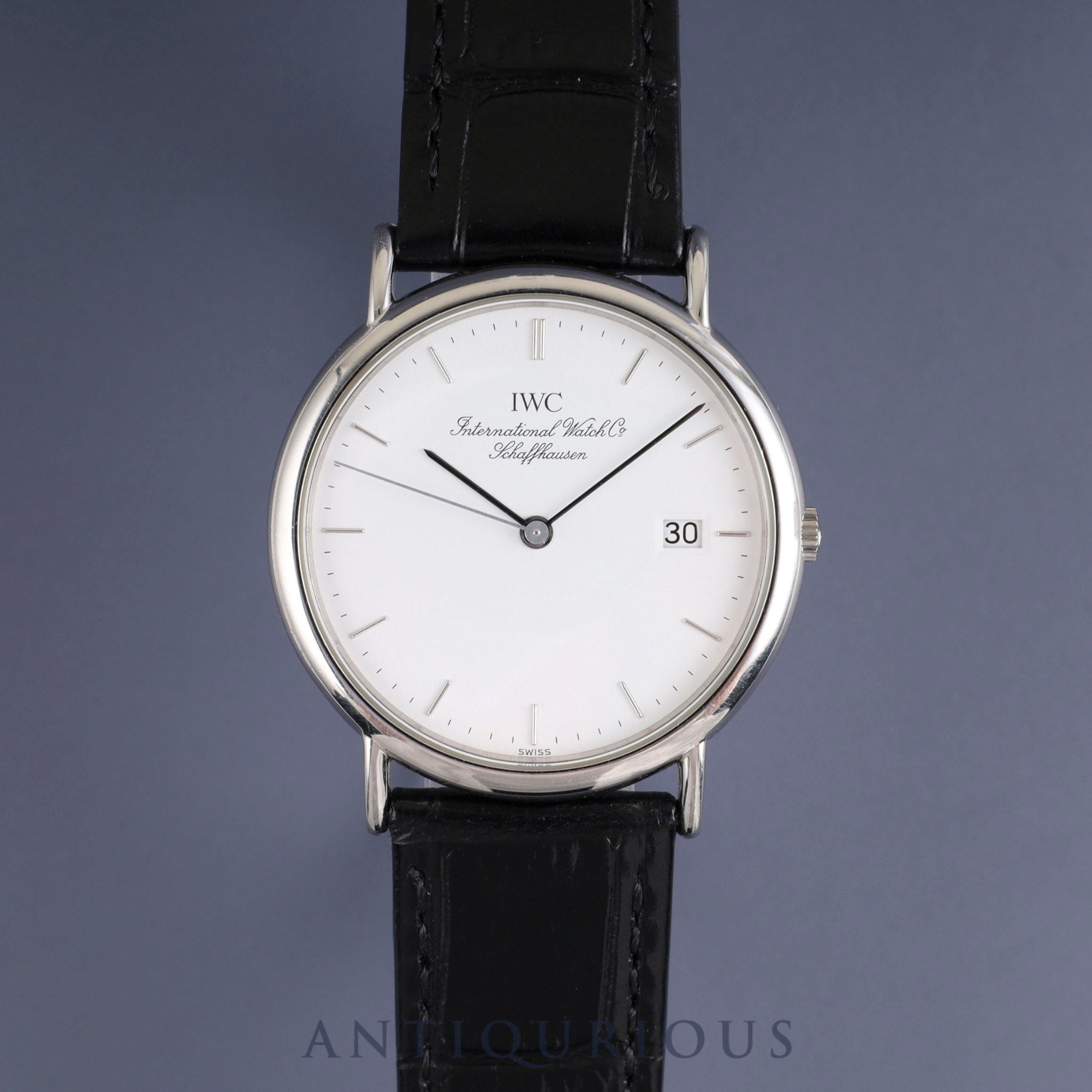 IWC Sea Portofino 3331 Quartz Movement, Caliber IWC2210, Stainless Steel, Leather Strap, Genuine Stainless Steel Buckle, White Dial, Overhauled