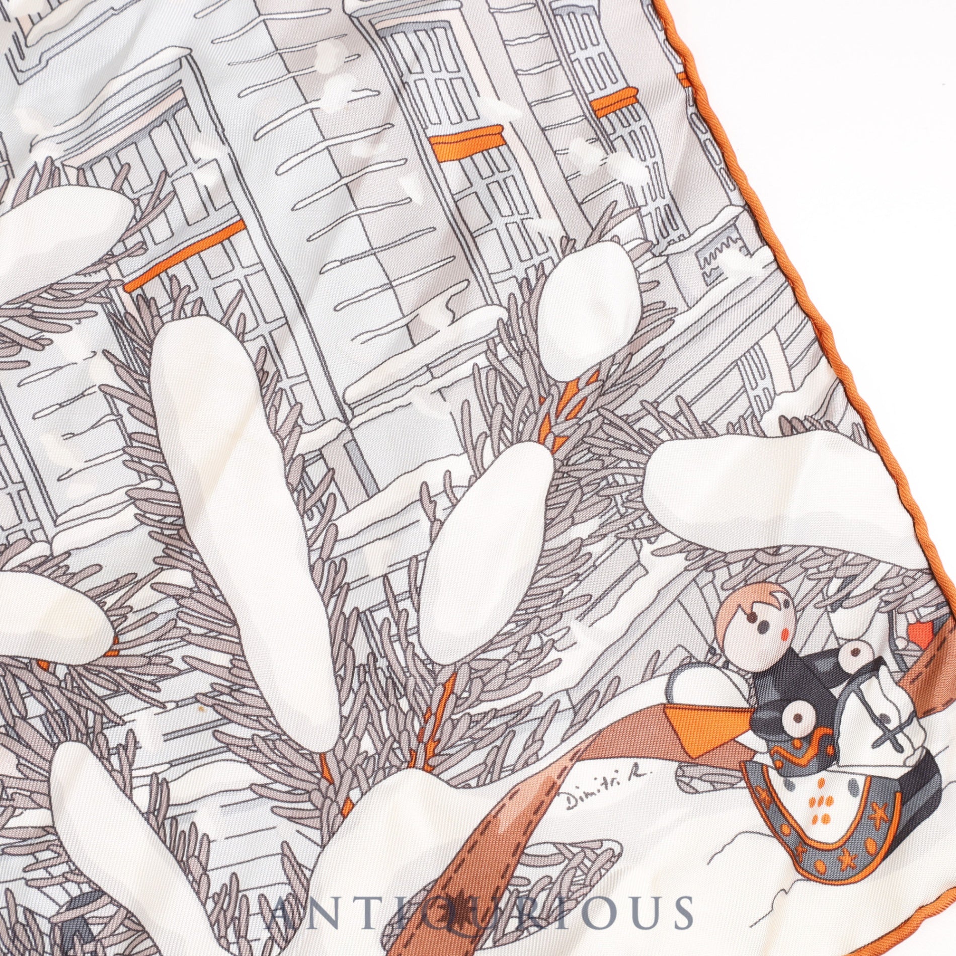 エルメス スカーフ カレ45 NOEL AU 24 FAUBOURG フォーブル24番地のクリスマス SILK100%