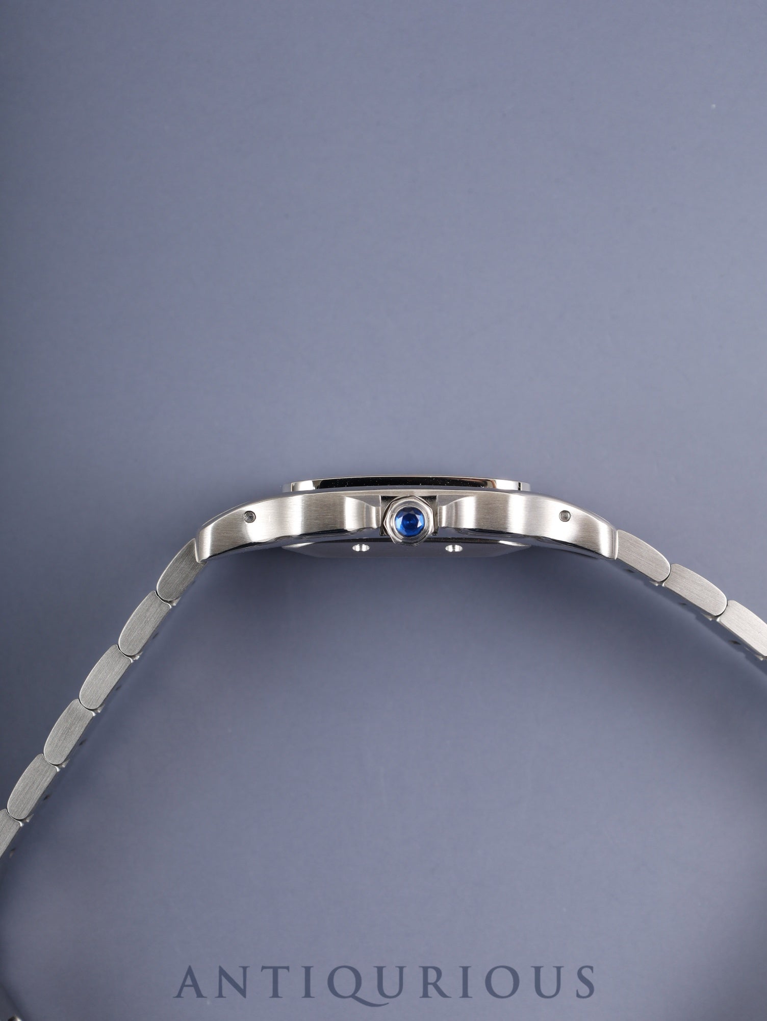 Cartier Santos Galbee LM 2319 Automatic Stainless Steel Watch with Silver Guilloche Dial, Box, Booklet, Warranty Card, Complete Serviced at a Cartier Boutique