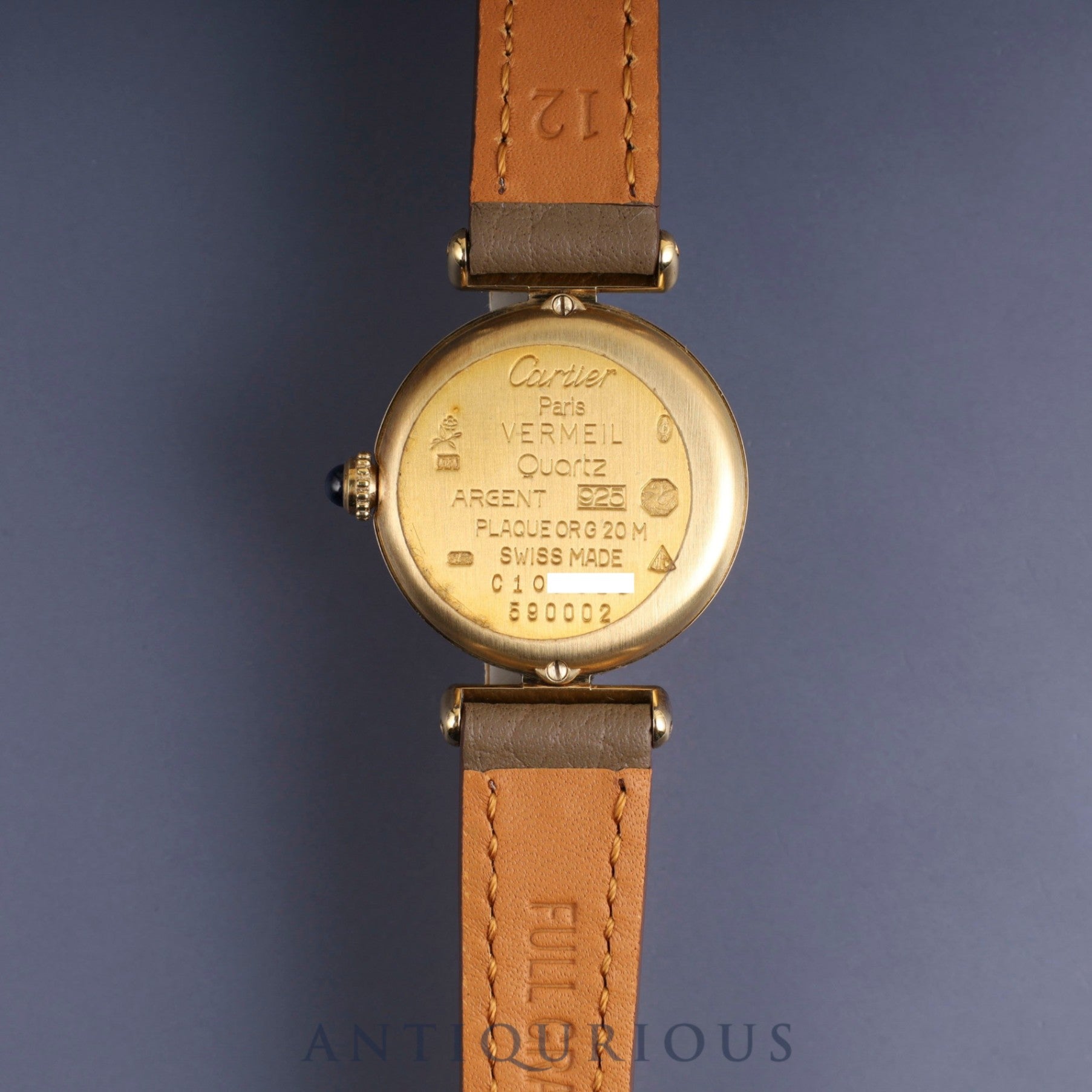 Cartier Must Colisee W1006654 / 590002 Quartz Cal.90.06 SV925 Leather Third party buckle (GP) Trinity dial Box Warranty (1995) Overhauled