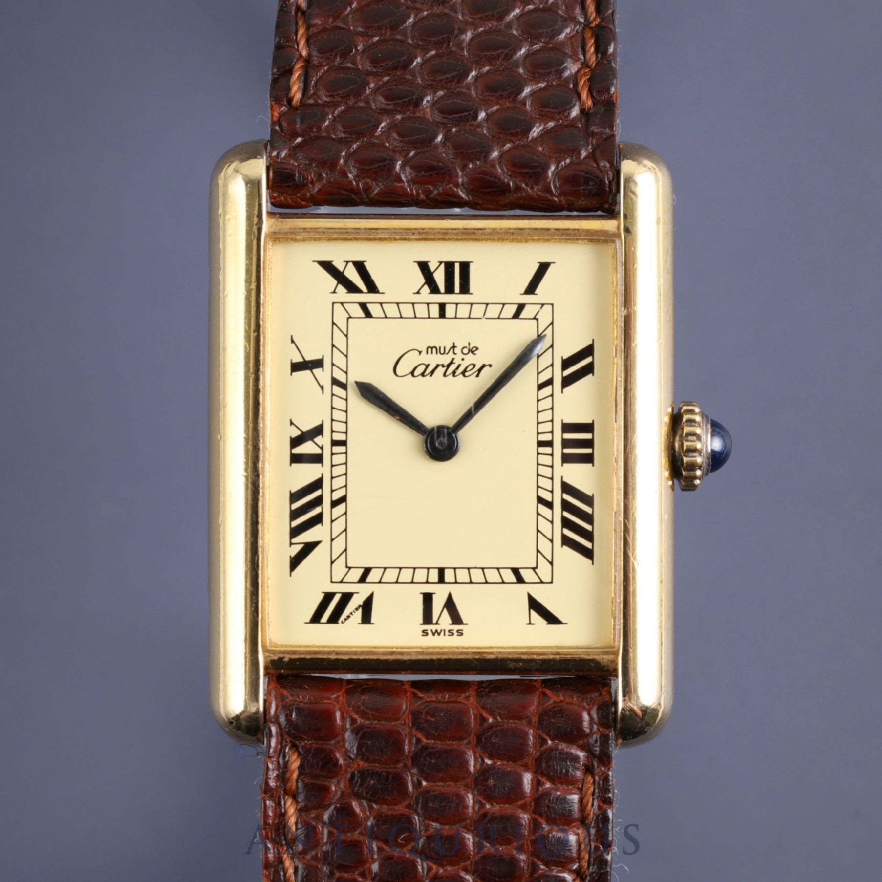カルティエ マストタンク LM 手巻き Cal.78-1 SV925 純正革ベルト 純正尾錠(GP)アイボリーローマン文字盤 オーバーホール済み