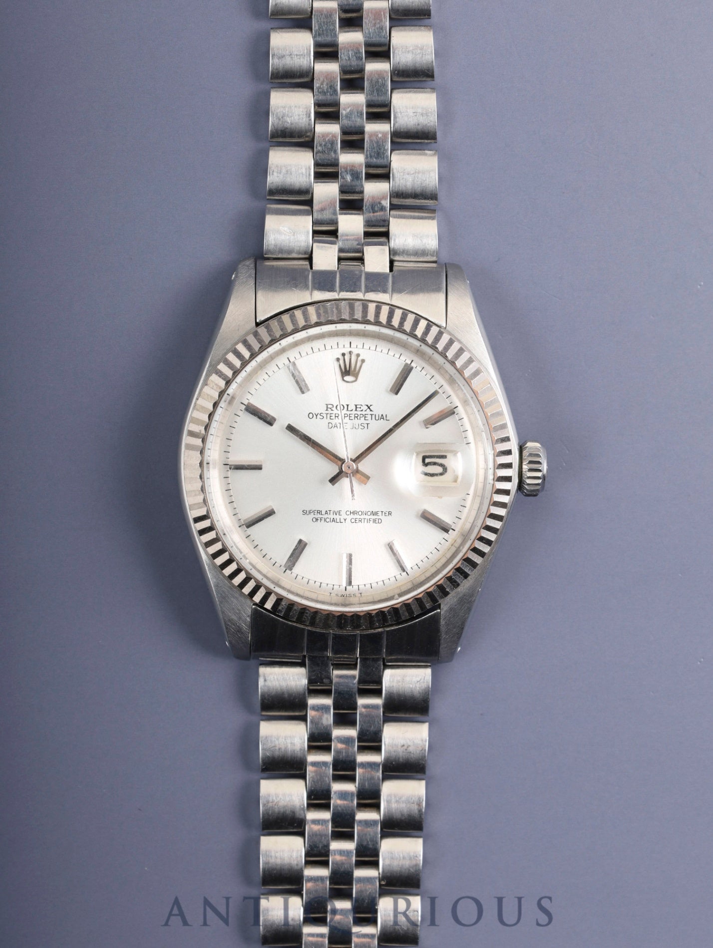 Rolex Datejust 1601 Automatic Caliber 1560 Stainless Steel/White Gold Stainless Steel Silver Dial No. 29 (1969) Overhauled