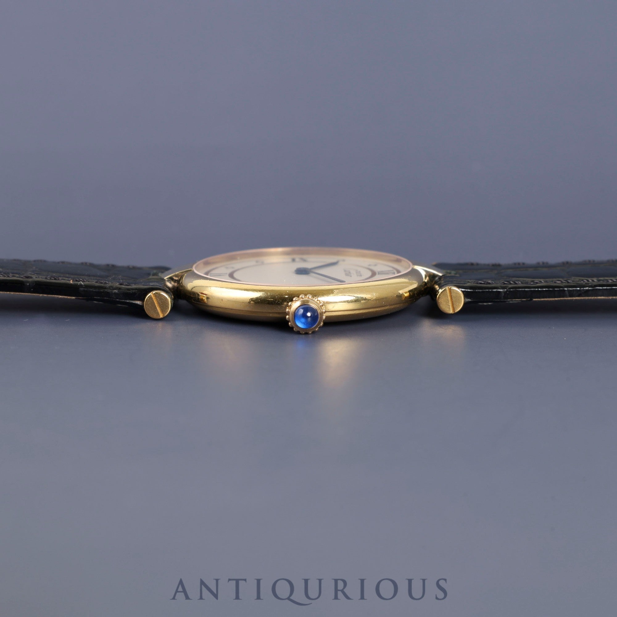 Cartier Must VLC Vendome LM 590003 Quartz Cal.690 SV925 Leather Genuine Buckle (GP) Ivory Dial Overhauled