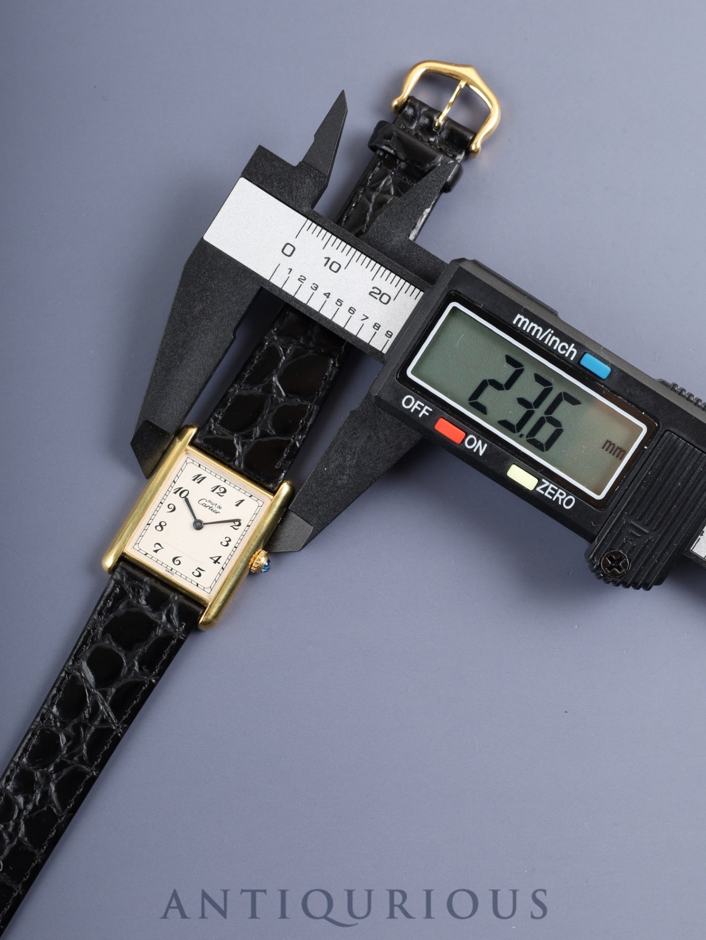 Cartier Must Tank LM 590005 Quartz Caliber 90 SV925 Leather Strap with Genuine GP Buckle Arabic Dial Circa 1982-1995 Overhauled and Finished to Like New