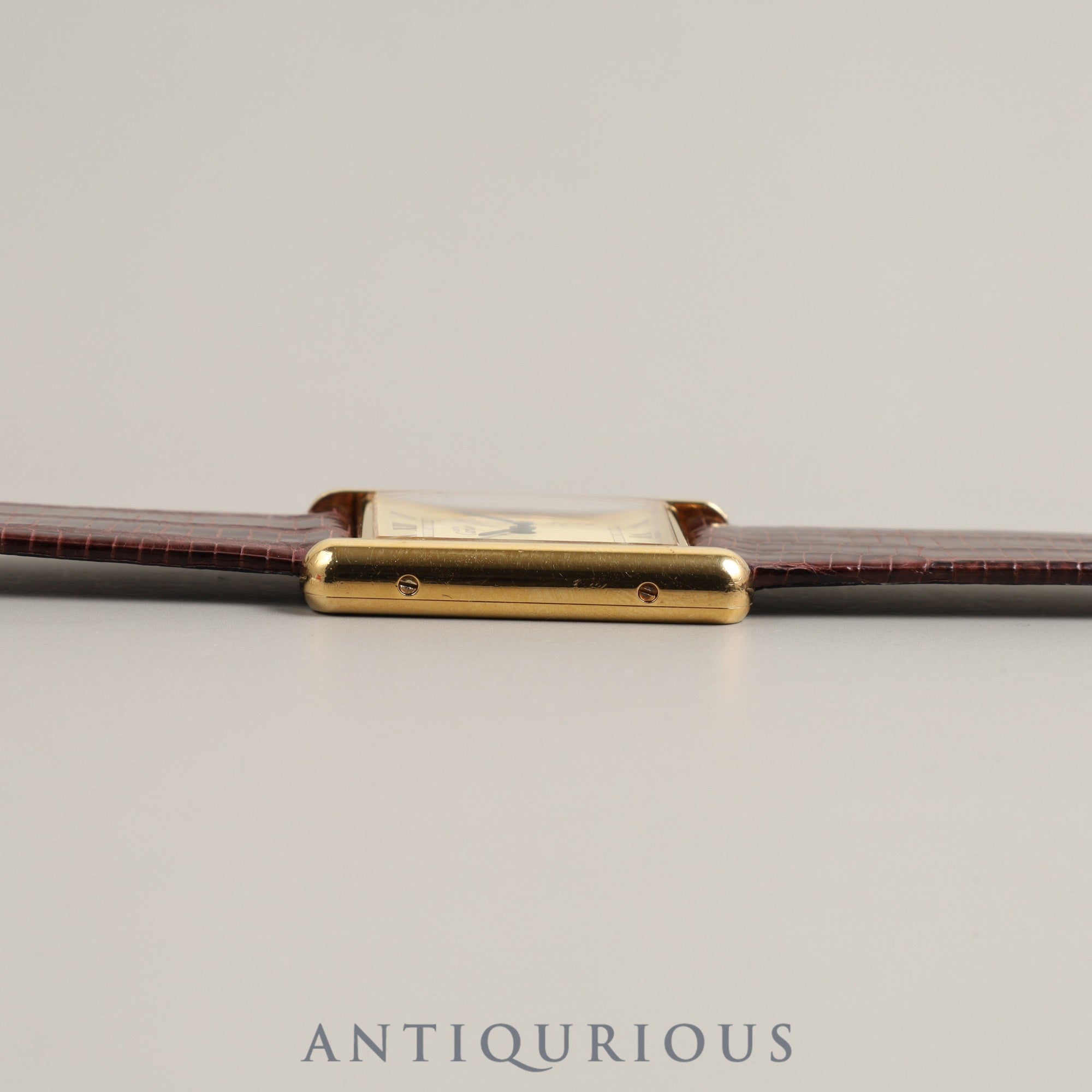 Cartier Must Tank LM QZ 590005 Cal.90 SV925 Leather Genuine Buckle (GP) Ivory Dial Box Warranty (1990) Overhauled