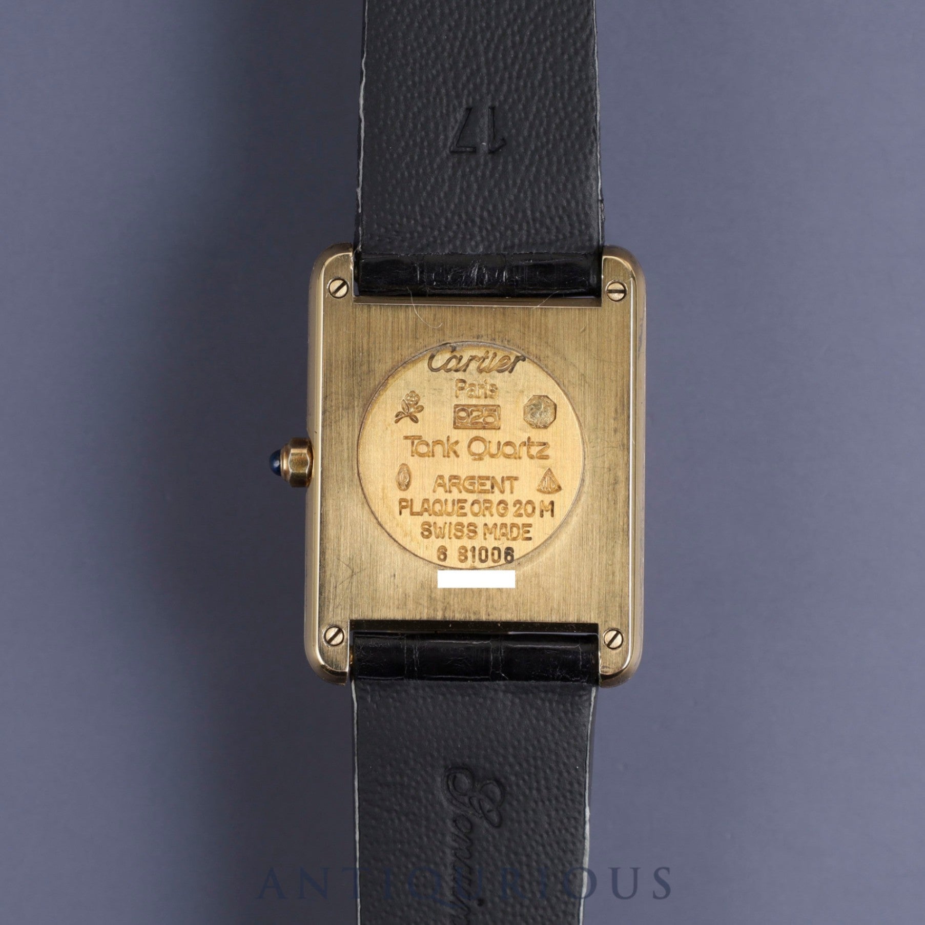 Cartier Must Tank LM 6 81006 Quartz Cal.81 SV925 Leather Genuine Buckle Grey Roman Dial Overhauled