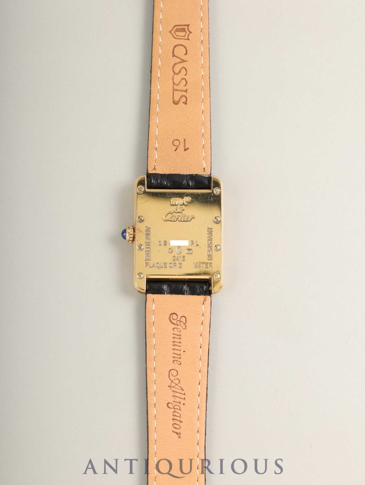 カルティエ マストタンク MM 2415 クォーツ Cal.057 SV925 革 純正Dバックル (GP)アイボリーローマン文字盤(SWISS MADE表記)箱 冊子 保証書(2003年)オーバーホール済み