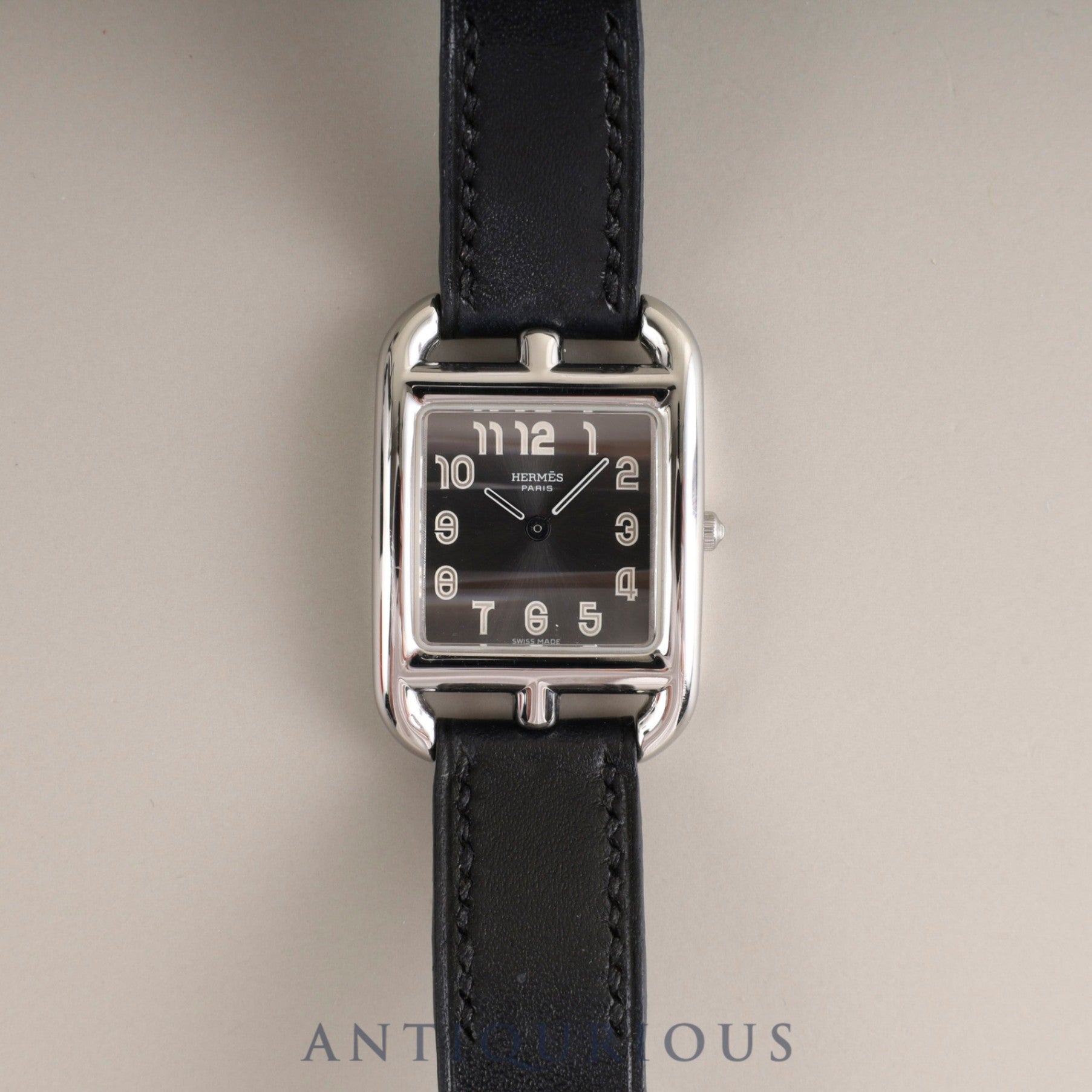 エルメス ケープコッド CC1.210 クォーツ Cal.976.001 SS 純正革ベルト(□J刻:2006年、使用感あり)純正尾錠(SS) グレーアラビア文字盤 箱 冊子 保証書(無記載)オーバーホール済み