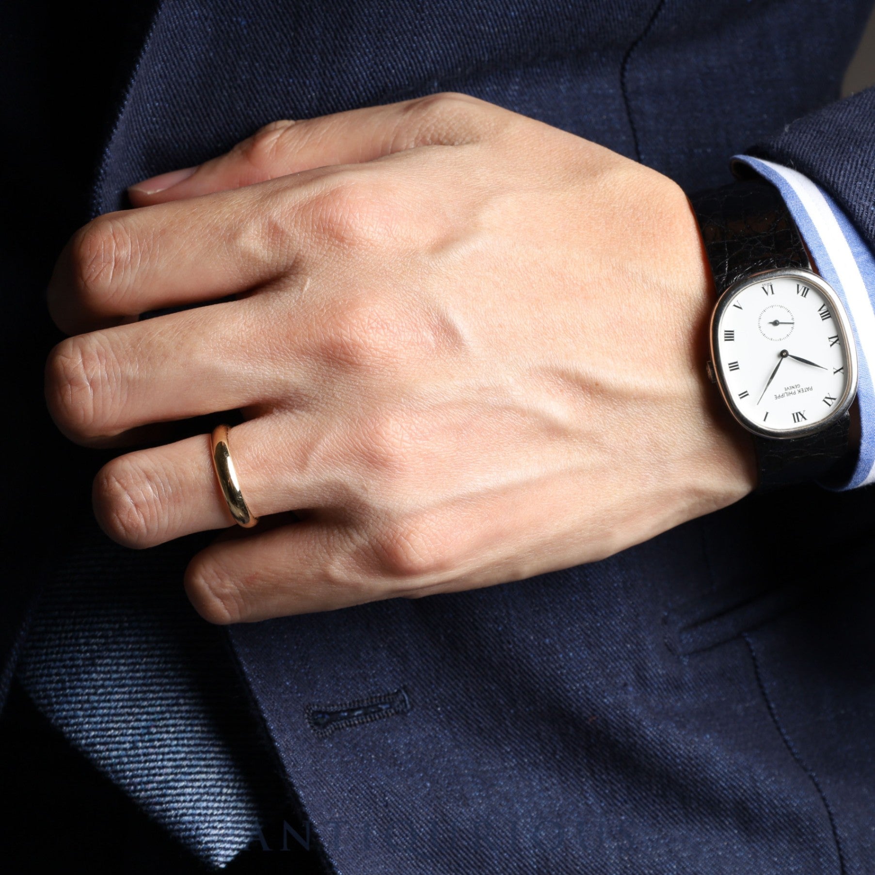 Patek Philippe Golden Ellipse 3948 Manual Winding Cal.215 WG Leather White Dial 1980s