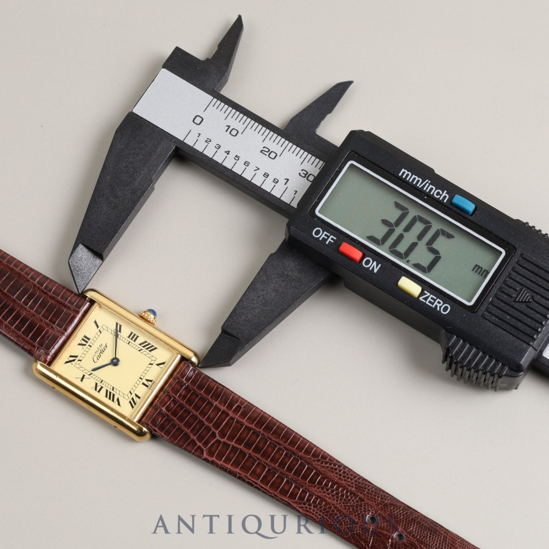 Cartier Must Tank LM QZ 590005 Cal.90 SV925 Leather Genuine Buckle (GP) Ivory Dial Box Warranty (1990) Overhauled
