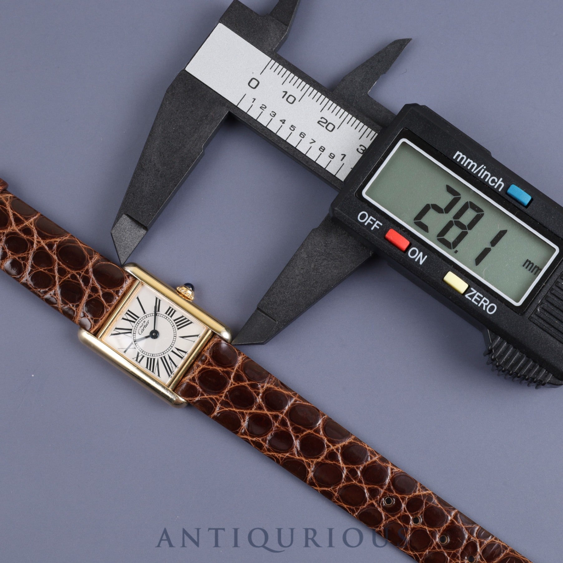 Cartier Must Tank SM W1005554 / 5057001 Quartz Cal.057 SV925 Leather Genuine Buckle (GP) Opalan Dial Mid 1980s - 1994 Overhauled