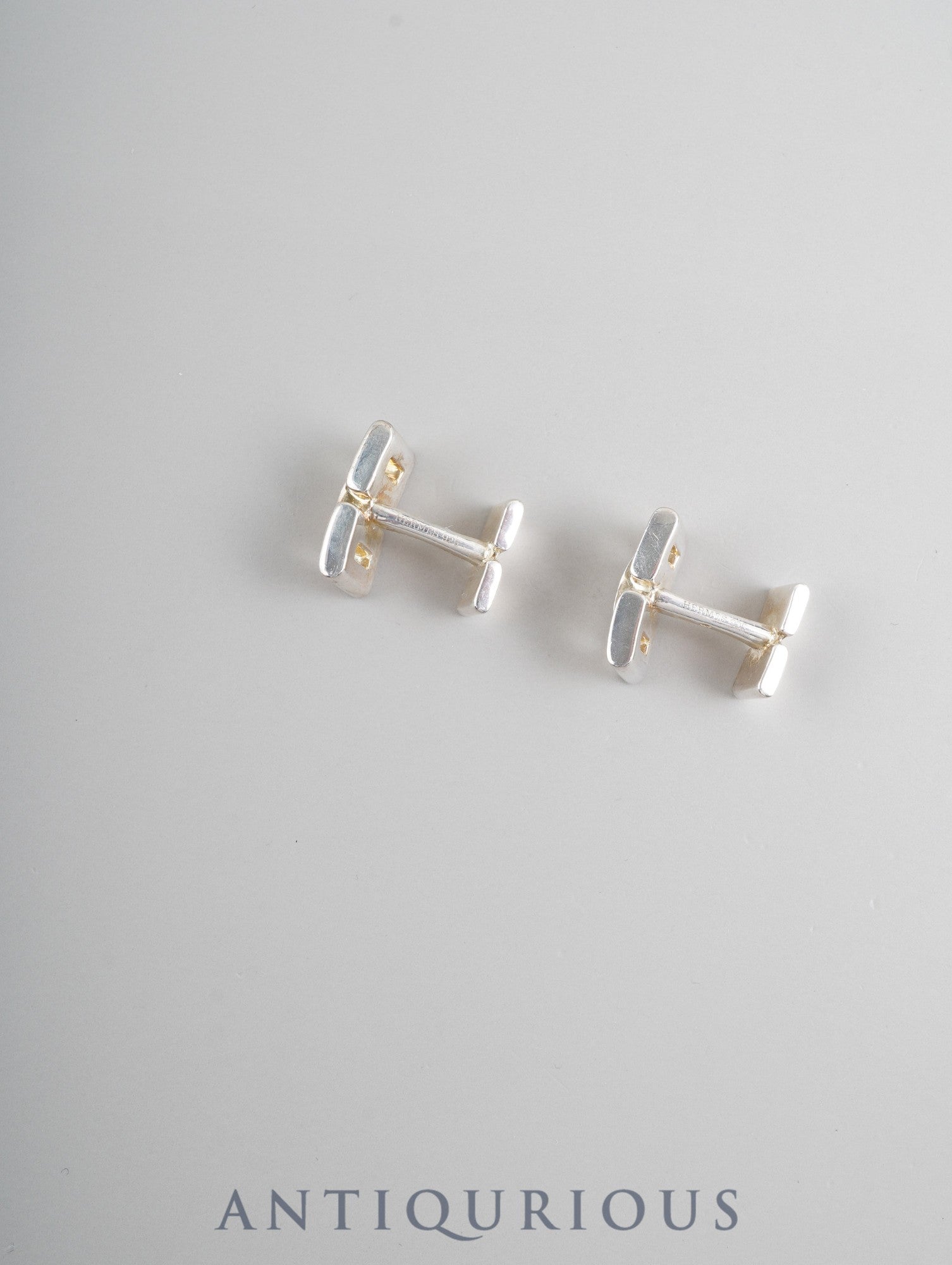 Hermès Cufflinks Parallel H Motif Sterling Silver (SV925) Box Case