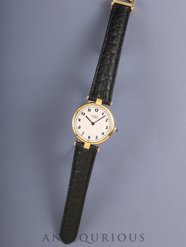 カルティエ マスト ヴァンドーム VLC LM 590003 クォーツ Cal.690 SV925 革 純正Dバックル(GP) アラビア文字盤(SWISS表記)オーバーホール済み