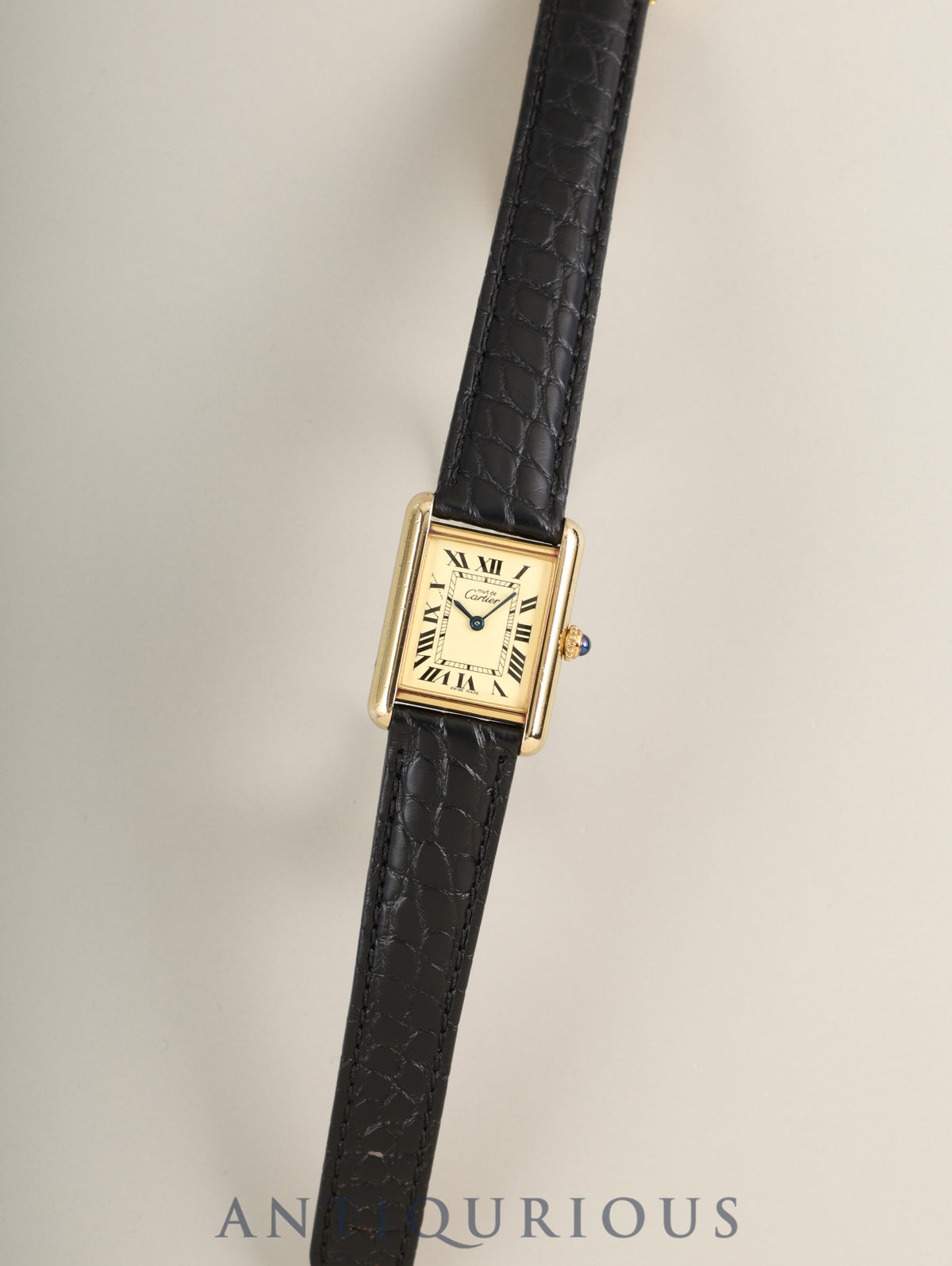 Cartier Must Tank MM W1017354 / 2415 Quartz Cal.057 SV925 Leather Genuine D-buckle (GP) Ivory Roman SWISS MADE Overhauled