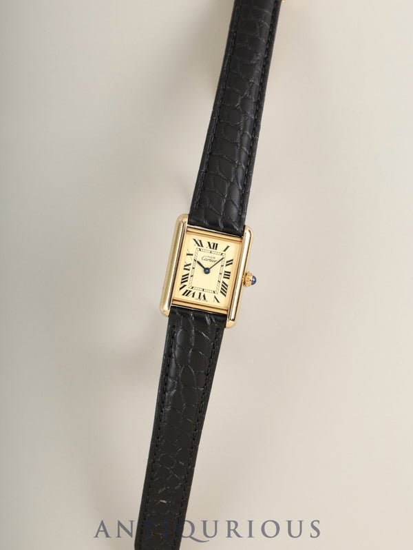 Cartier Must Tank MM W1017354 / 2415 Quartz Cal.057 SV925 Leather Genuine D-buckle (GP) Ivory Roman SWISS MADE Overhauled