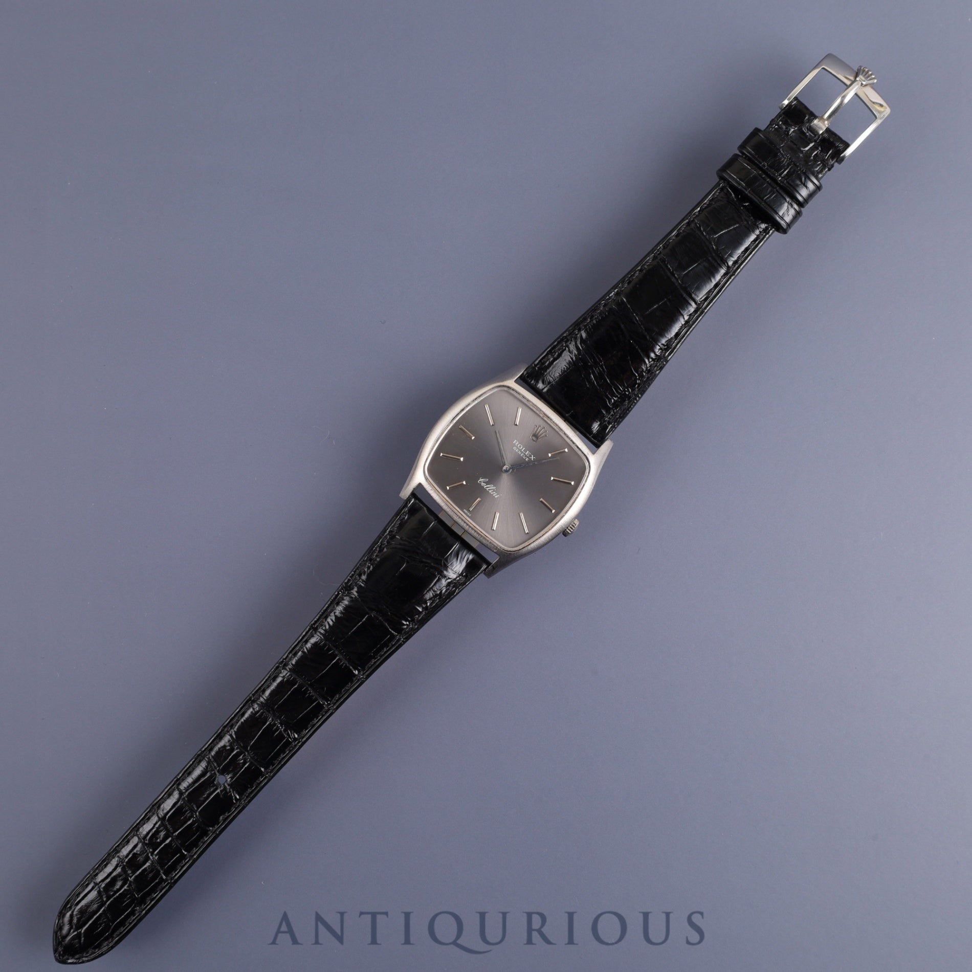 Rolex Cellini 3805 Manual winding Cal.1600 750WG Leather Genuine buckle (SS) Grey dial No. 27 (1969) Overhauled