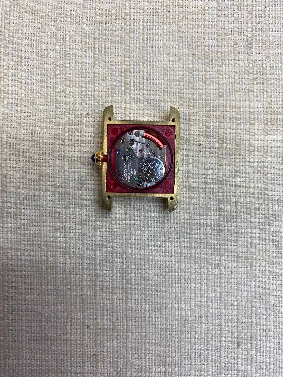 Cartier Must Tank SM W1006354 / 5057001 Quartz Cal.057 Leather Genuine Buckle (GP) Trinity Dial Overhauled